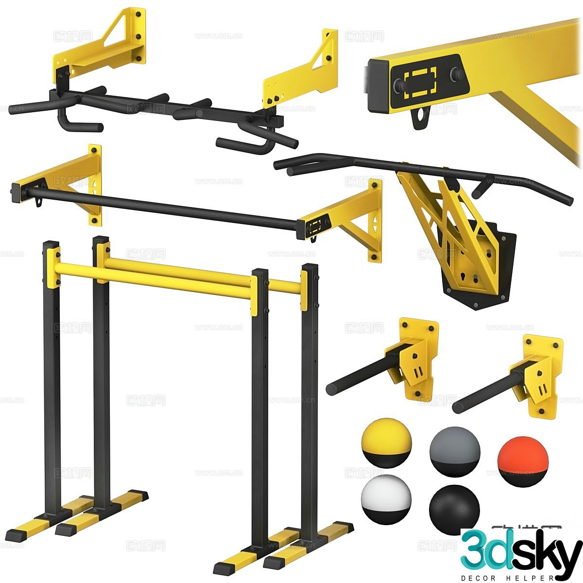 Horizontal bar sports equipment 3d model