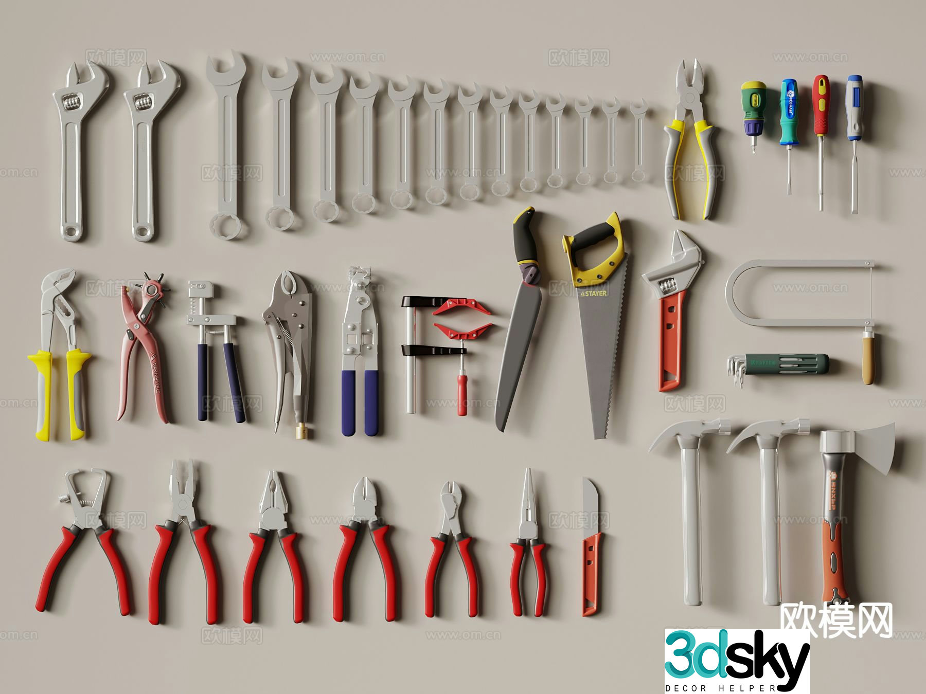 Wrench multifunctional wrench needle nose pliers vise industrial appliance 3d model
