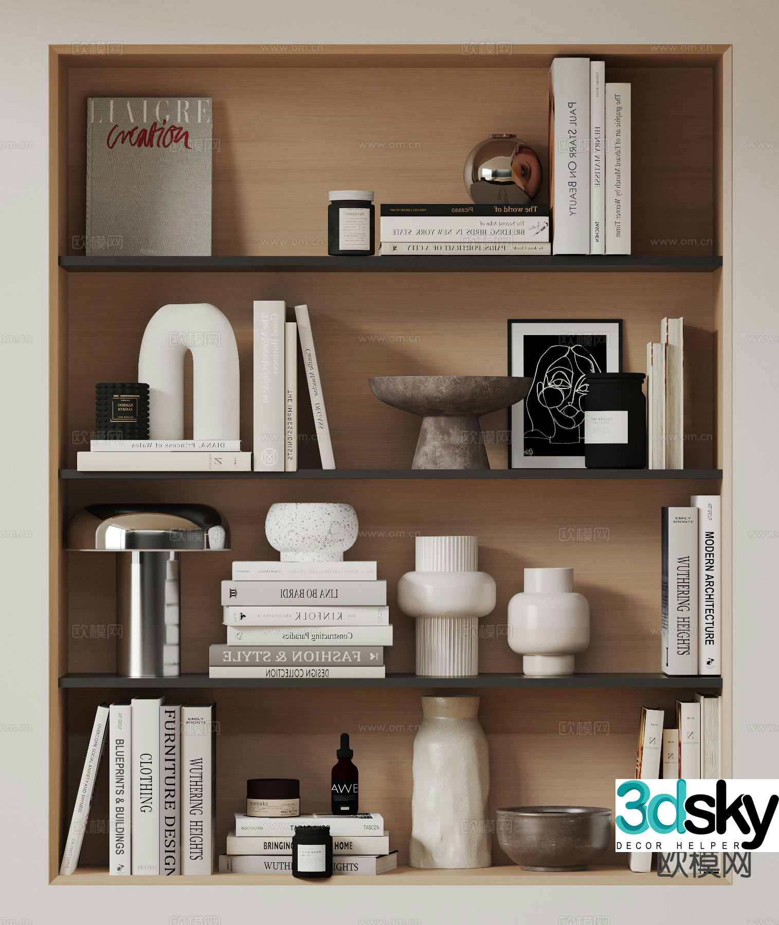 Modern decorations sculptures books 3d model