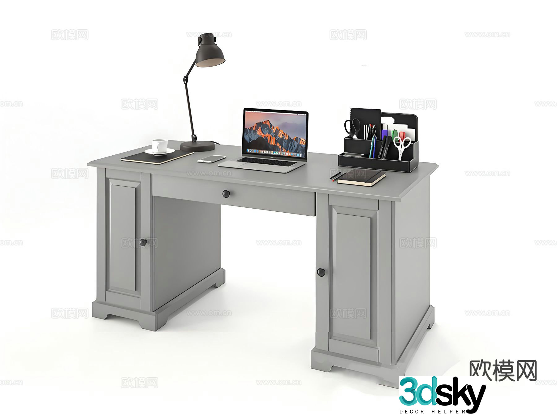 Modern desk study table 3d model