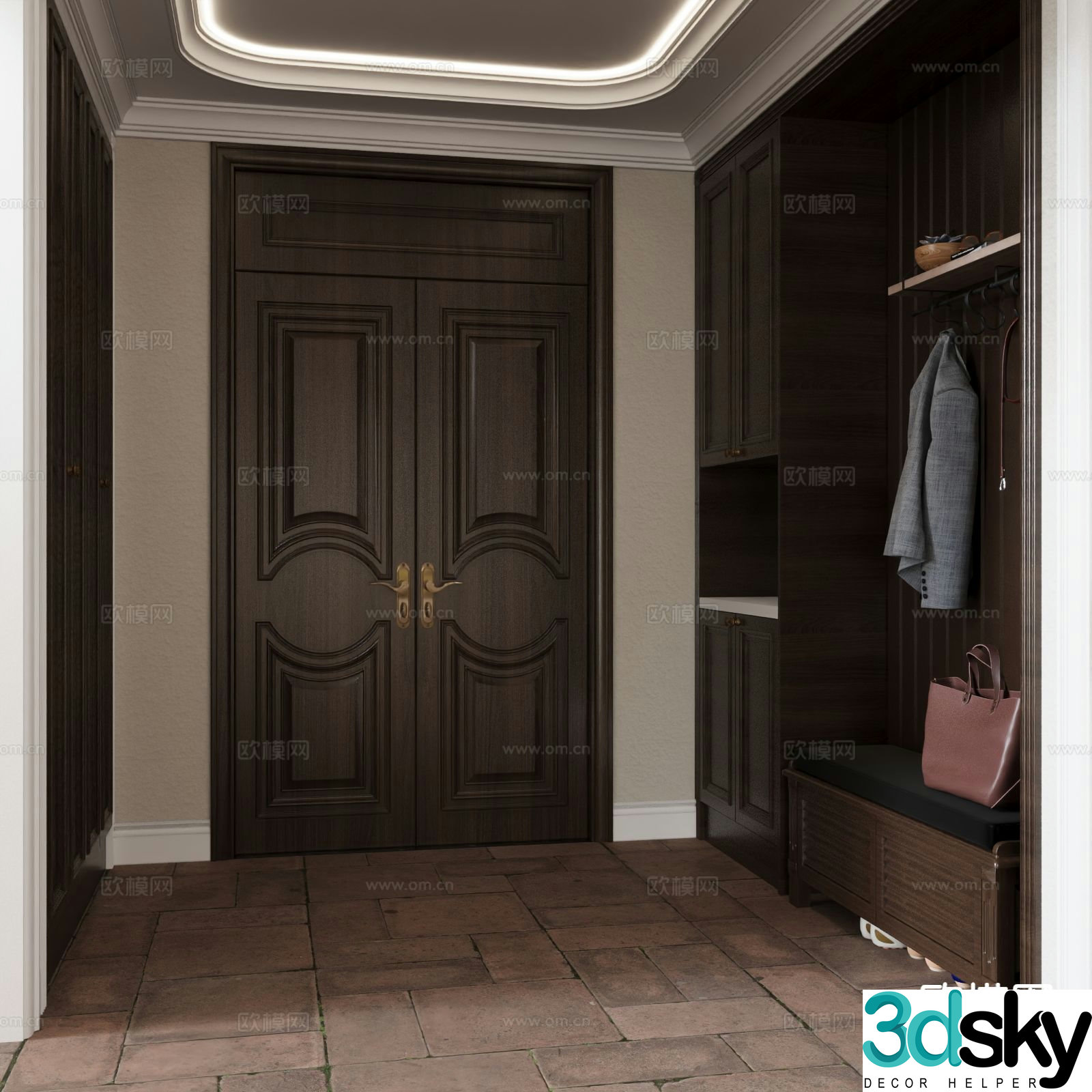 American style entrance aisle 3D model