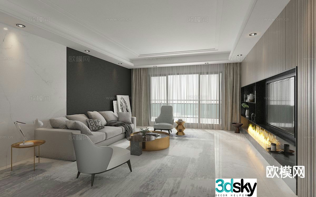 Modern living room 3d model