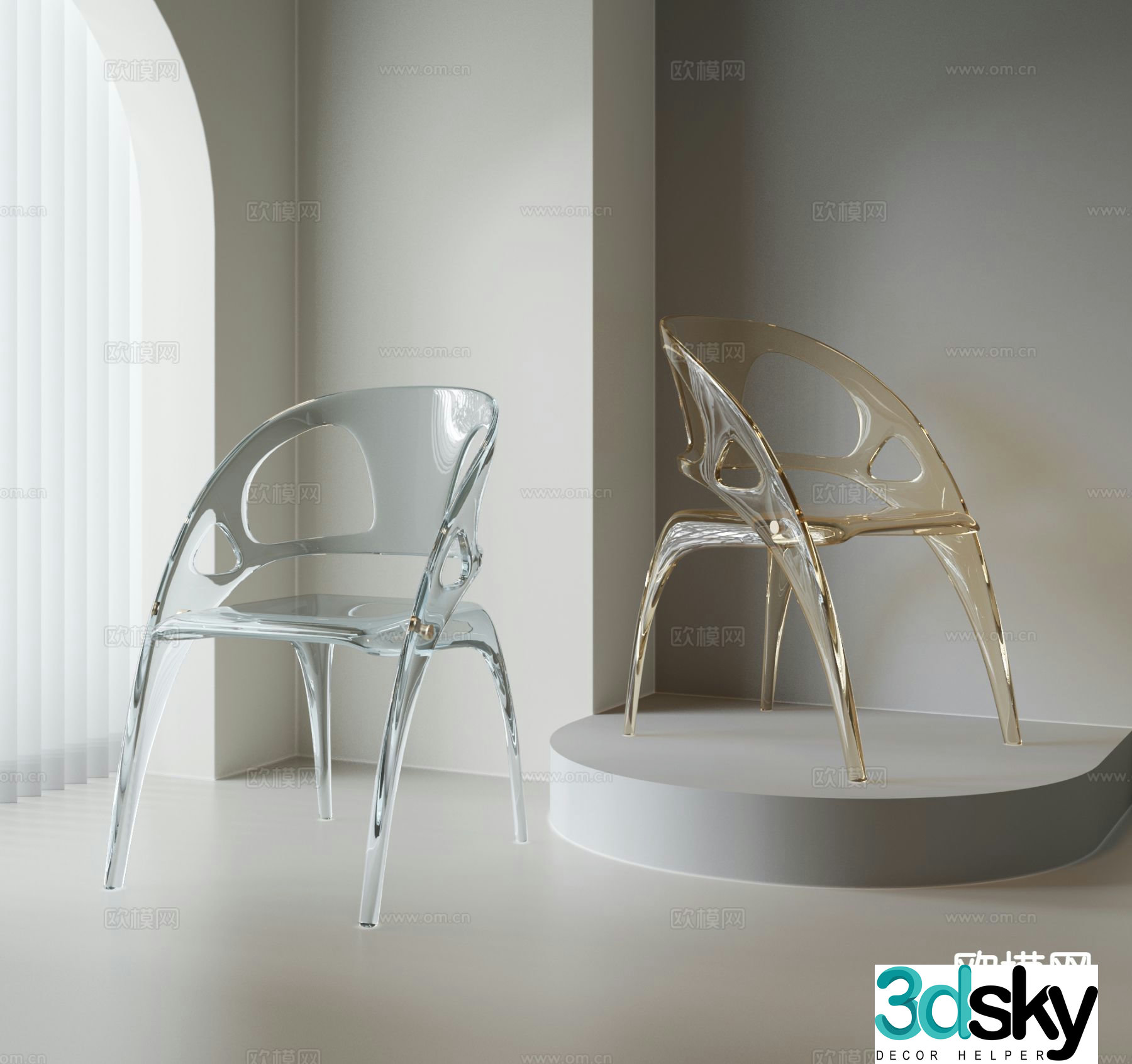 Modern acrylic side chair 3d model