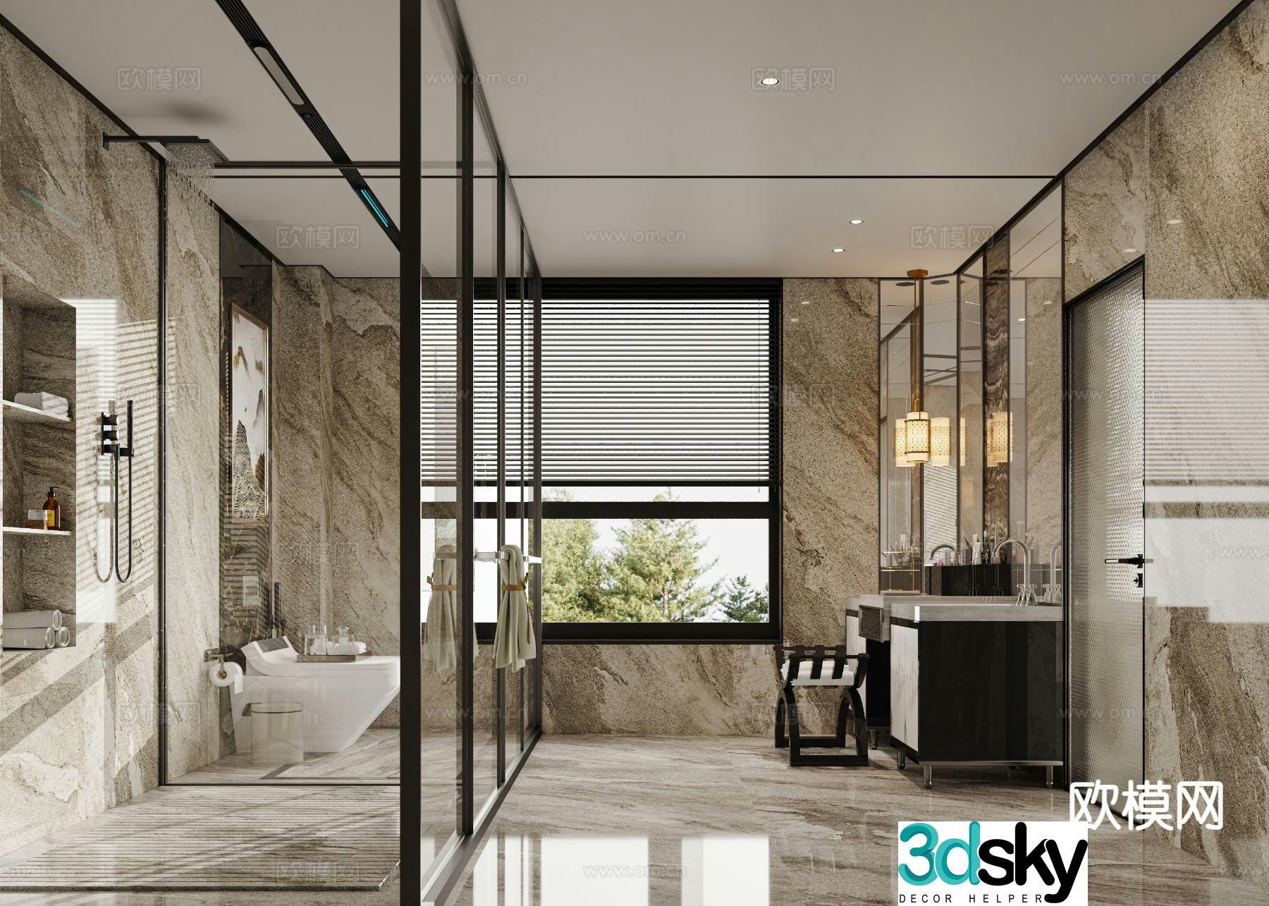 Light luxury bathroom bathroom 3d model