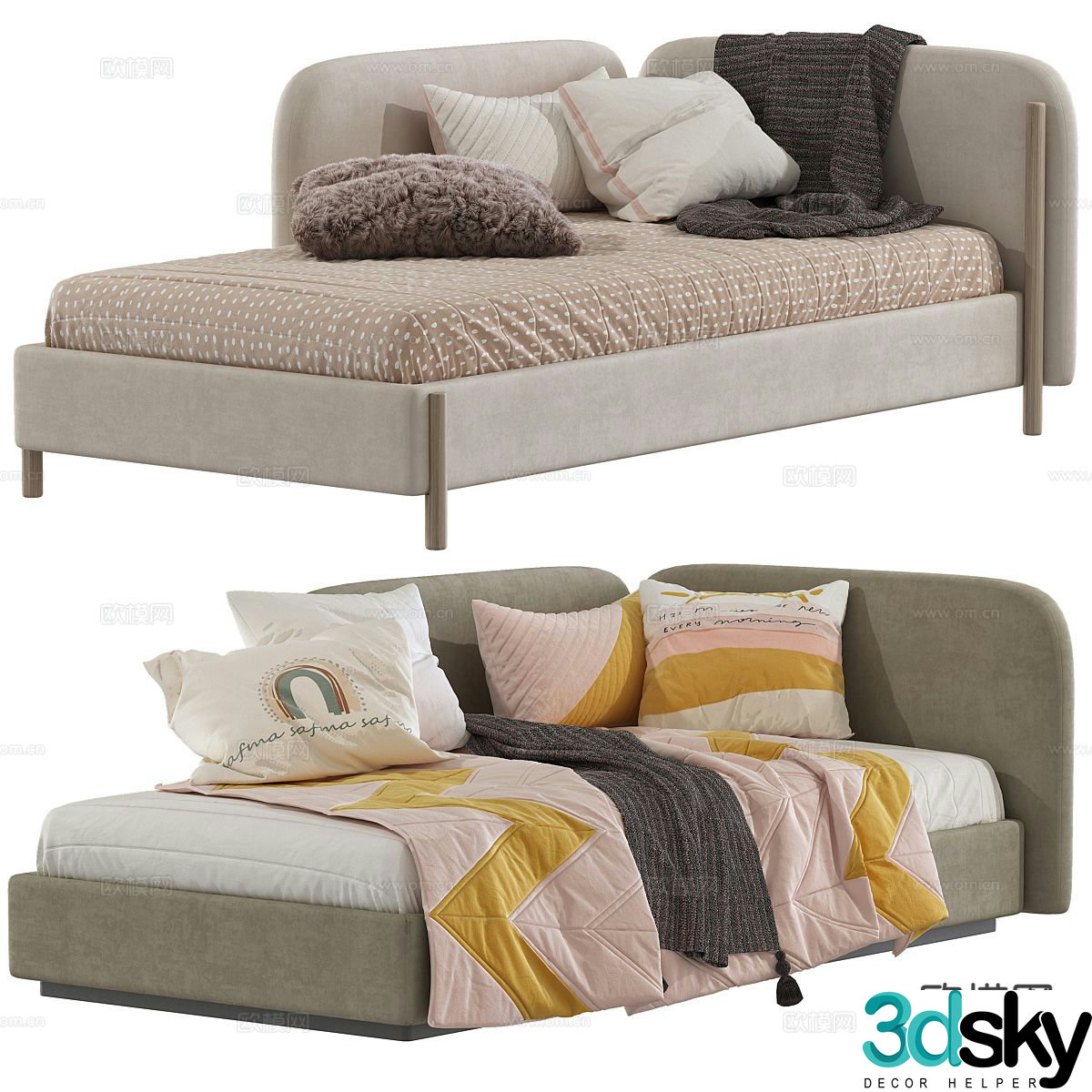 Modern single bed sofa bed 3d model