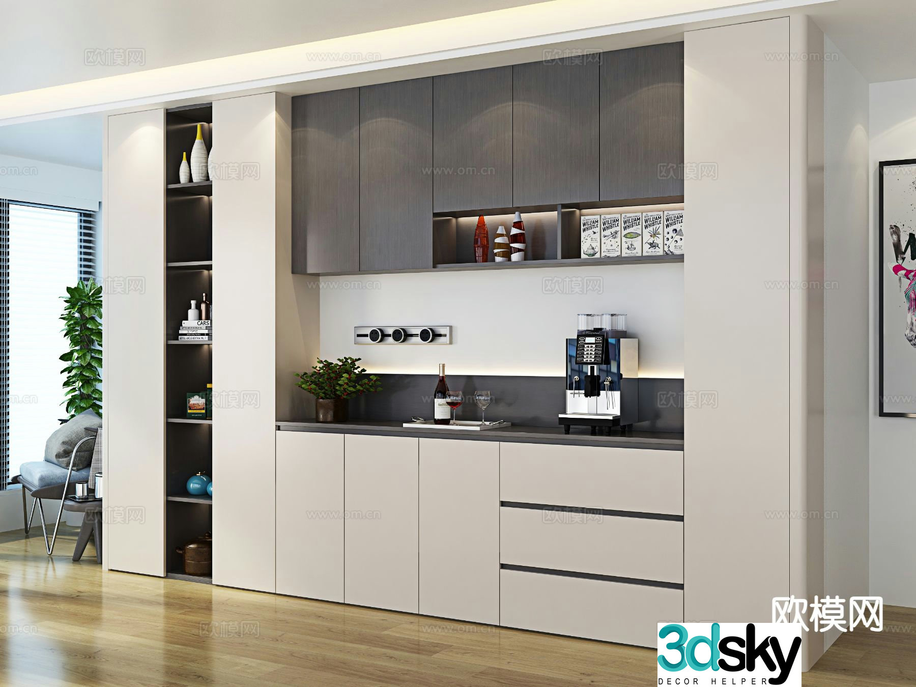 Modern sideboard wine cabinet 3d model