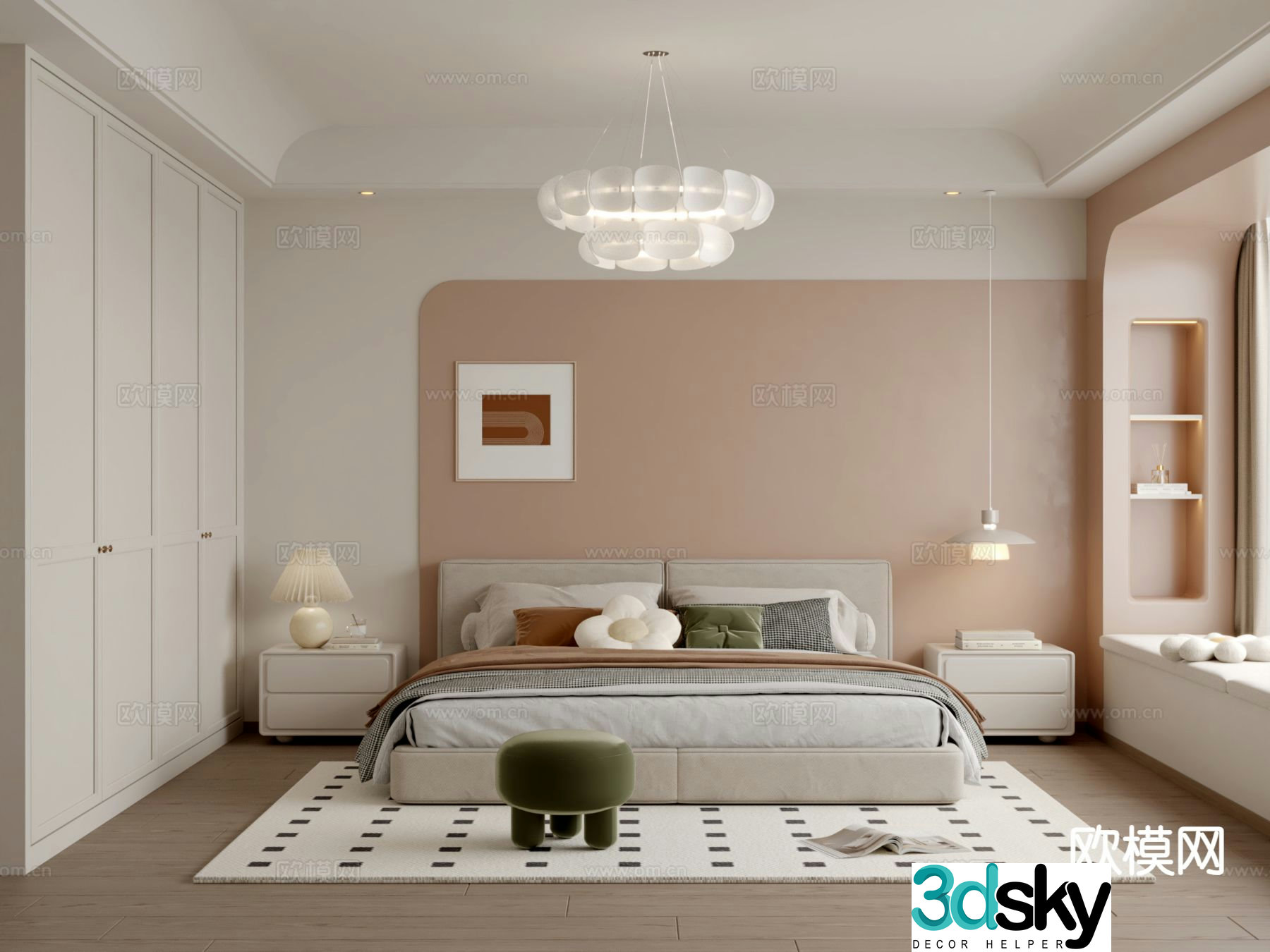Cream style bedroom master bedroom 3d model