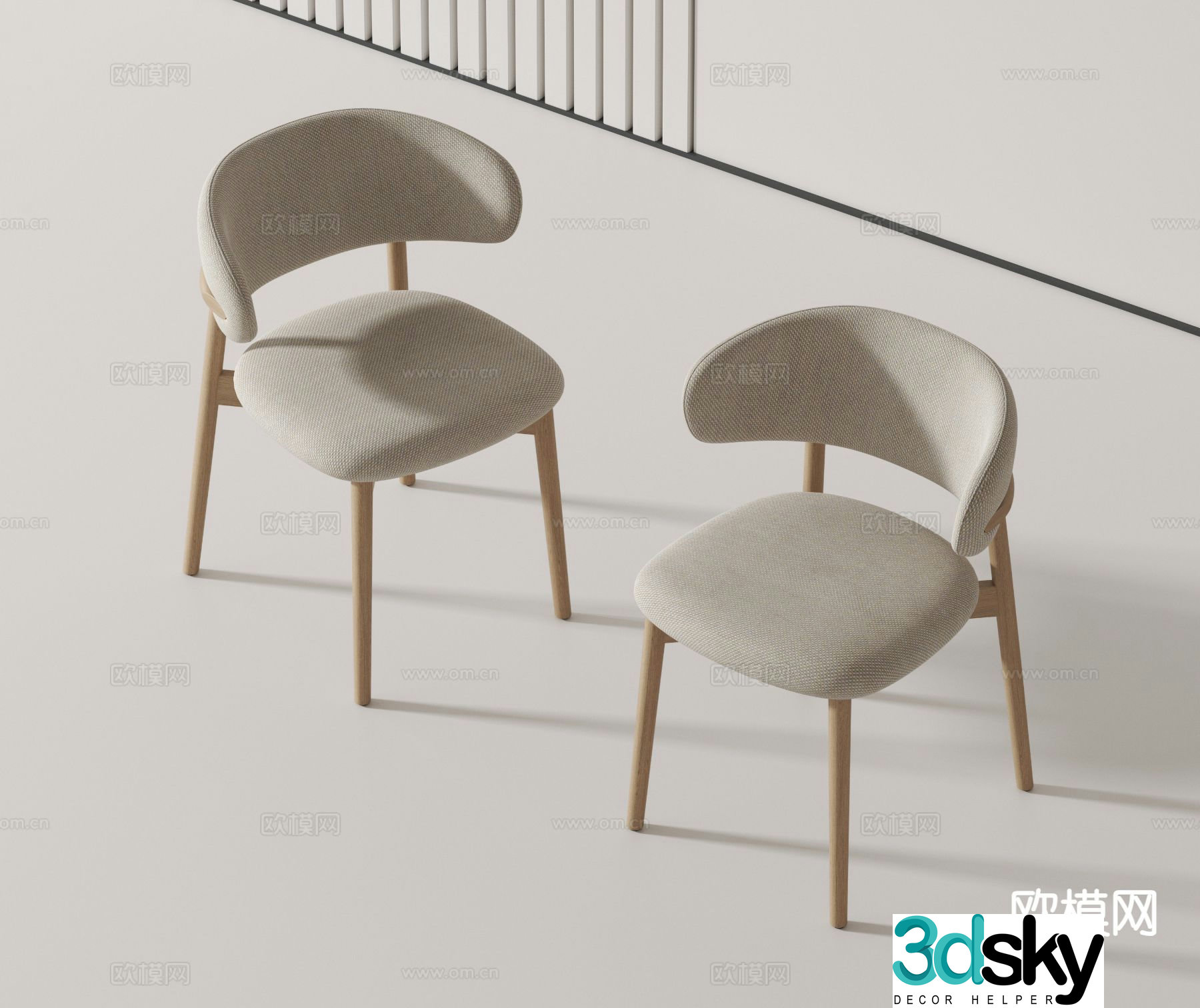 modern single chair chair wooden chair 3d model