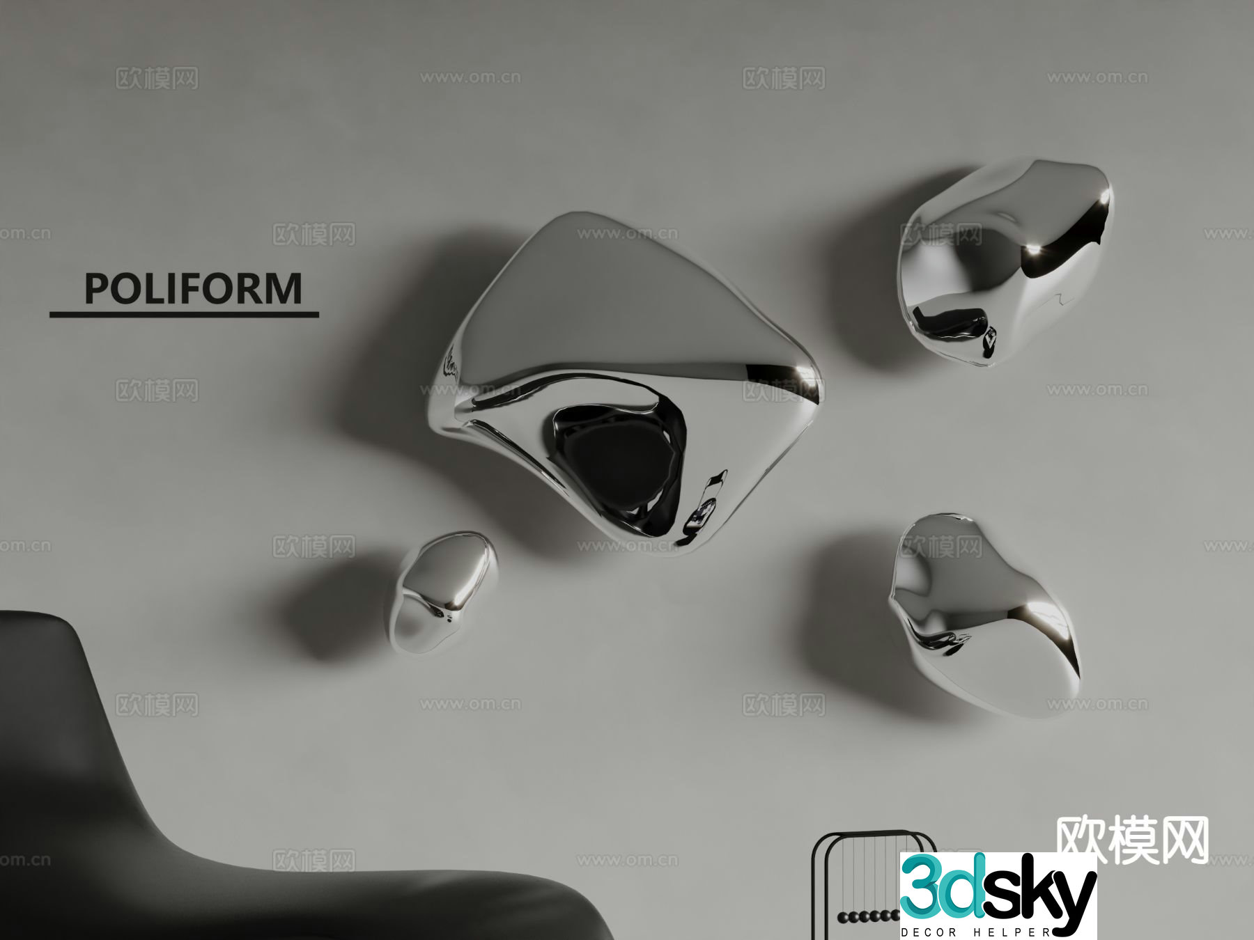 Stainless steel hanging decoration wall decoration 3d model