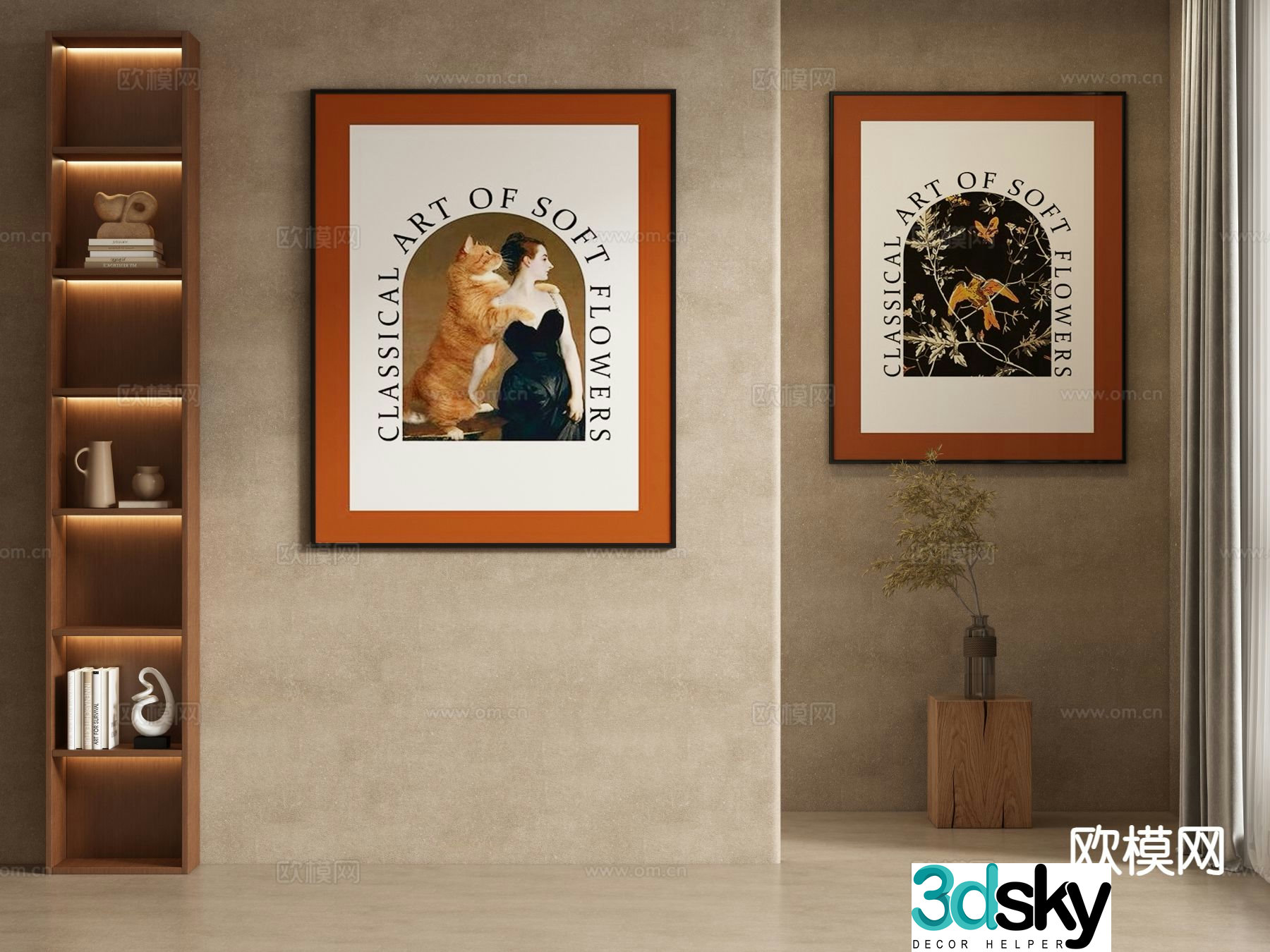 French decorative painting retro painting hanging painting 3D model