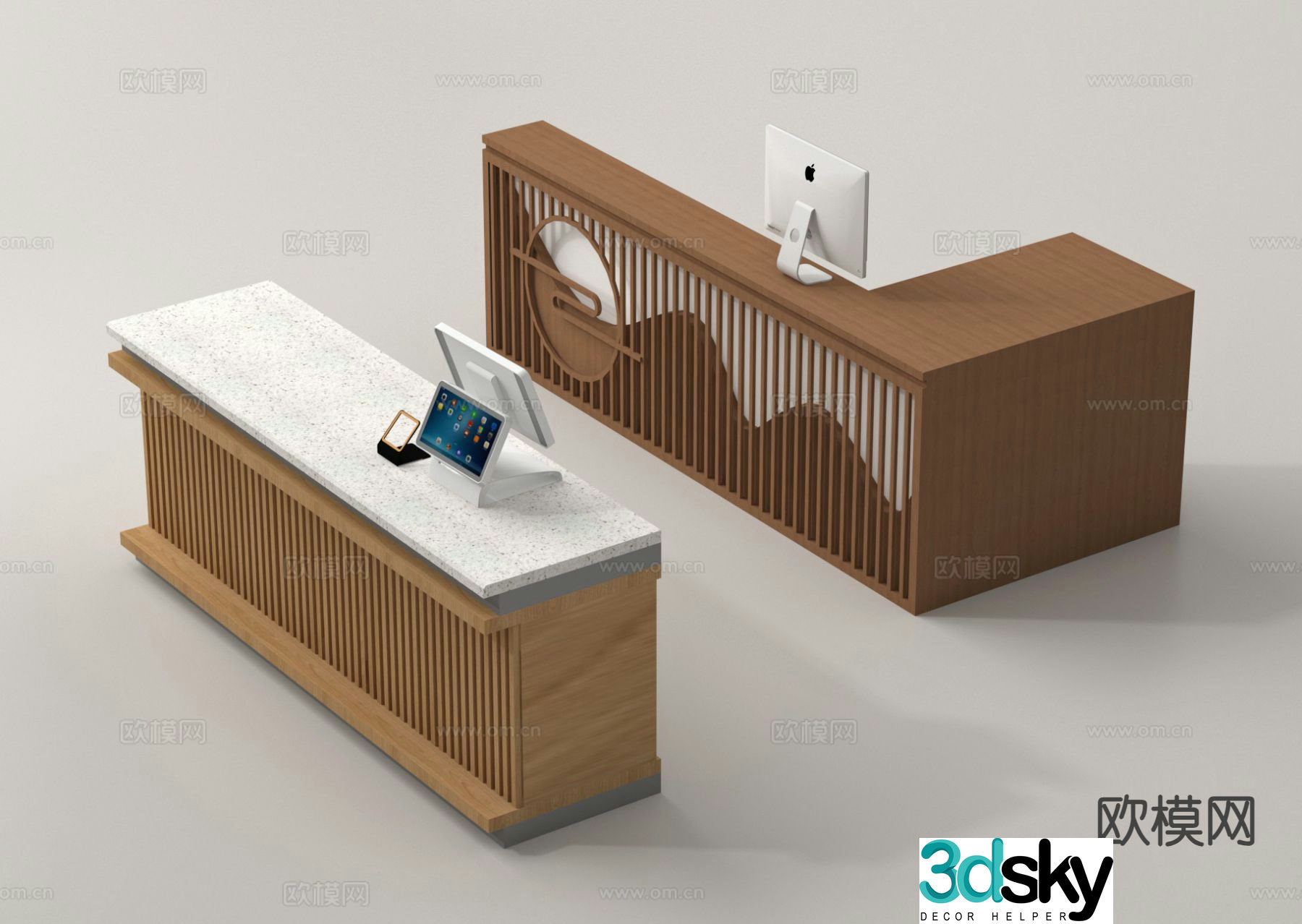 New Chinese style reception desk front desk reception desk 3d model