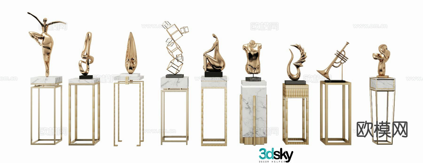 Light luxury sculpture humanoid ornaments 3D model