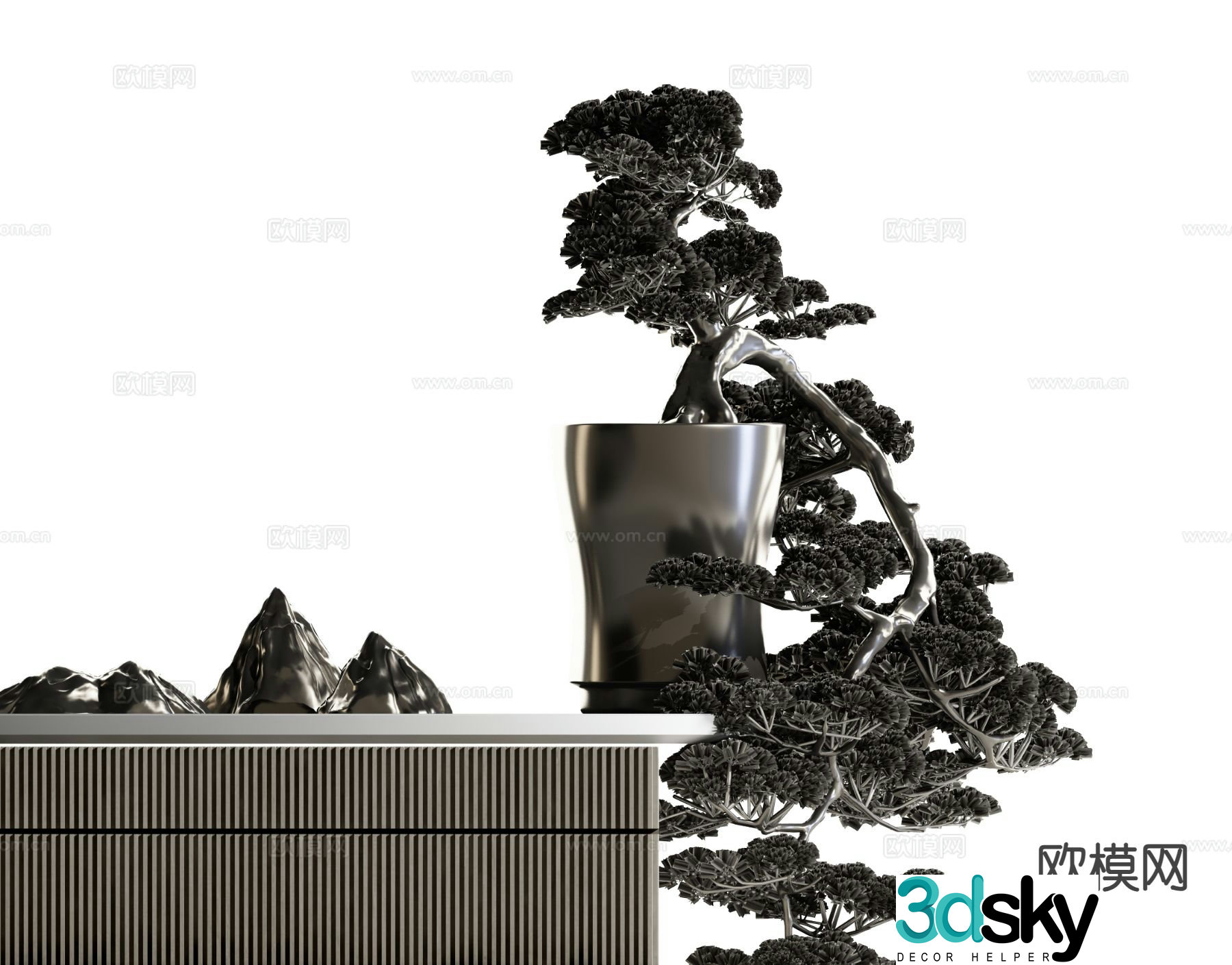 New Chinese style decoration potted plant ornaments 3d model