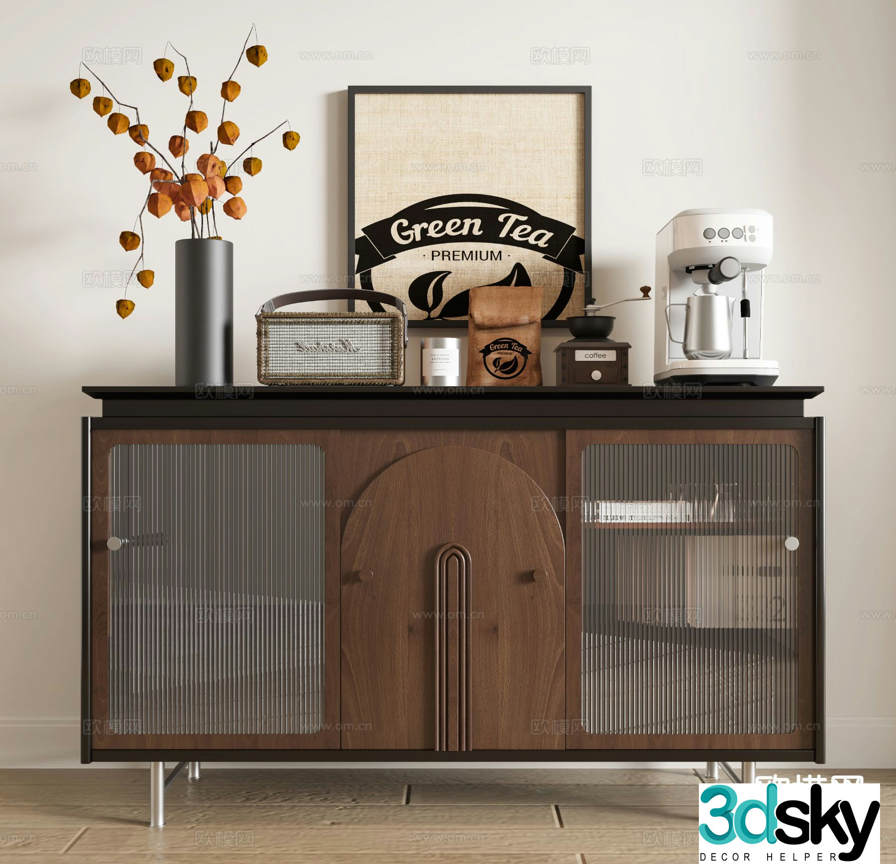 Medieval style side cabinet and entrance cabinet 3D model