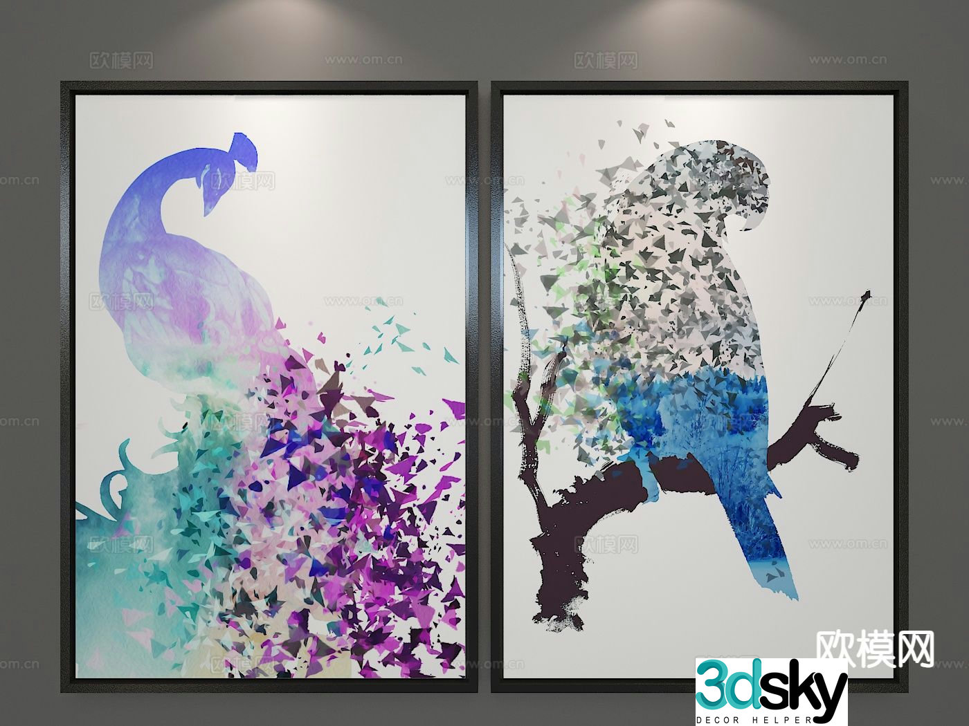 Nordic hanging painting decorative wall chart 3D model