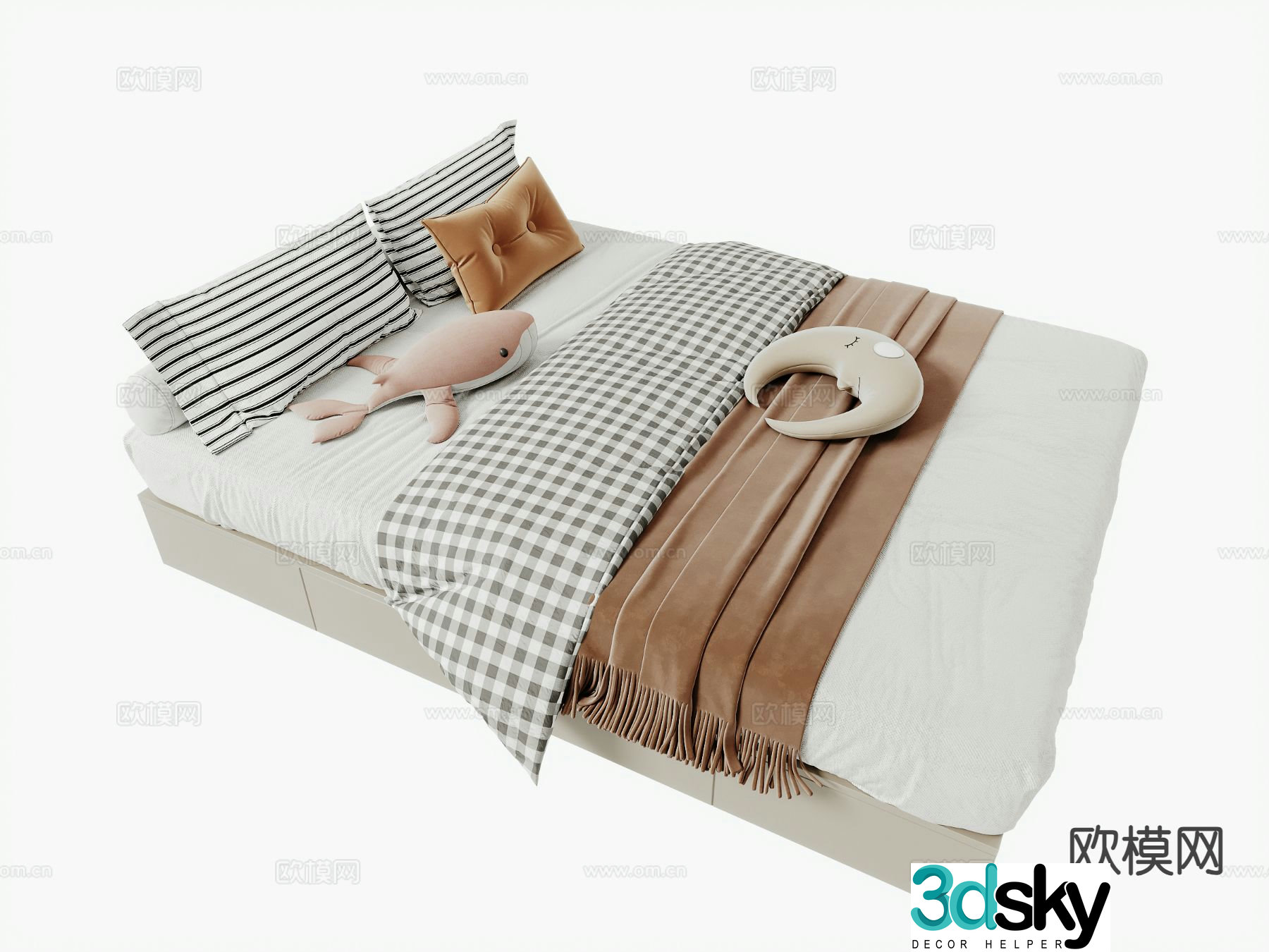 Modern double bed 3d model