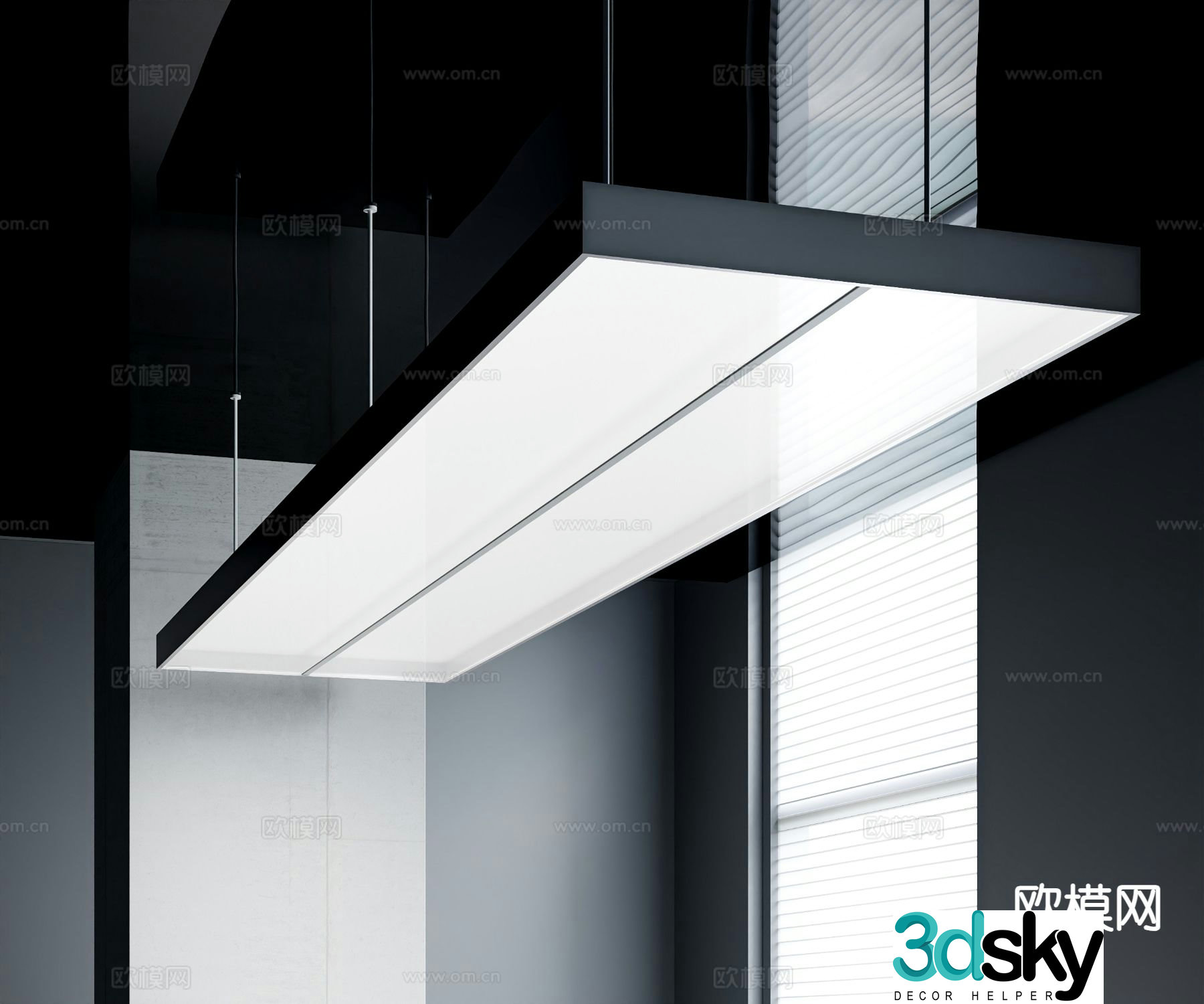 Modern long chandelier 3d model