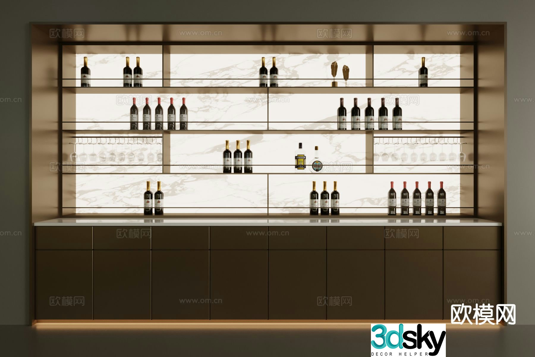 Modern wine cabinet wine rack 3d model