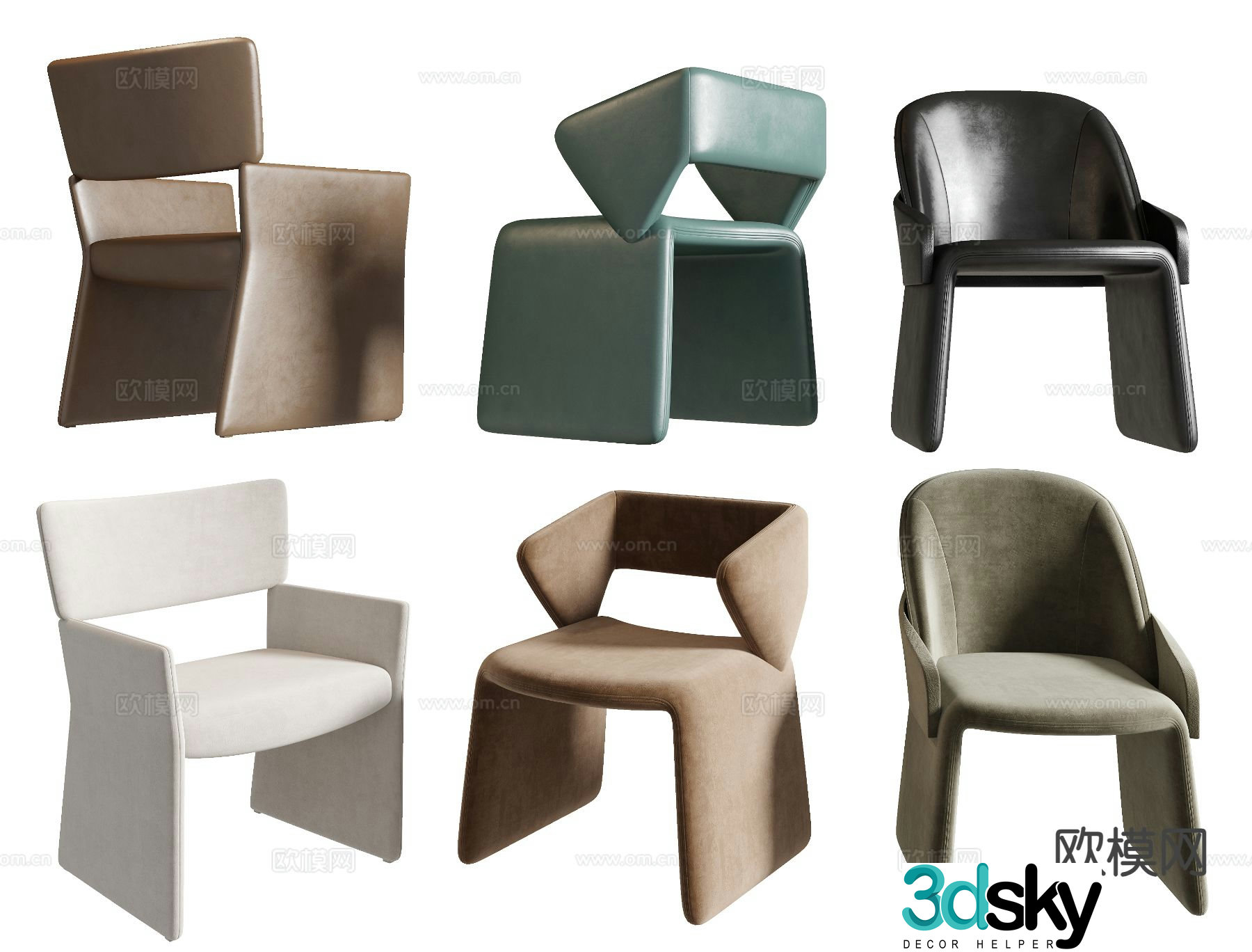 Modern single chair chair fabric chair 3d model