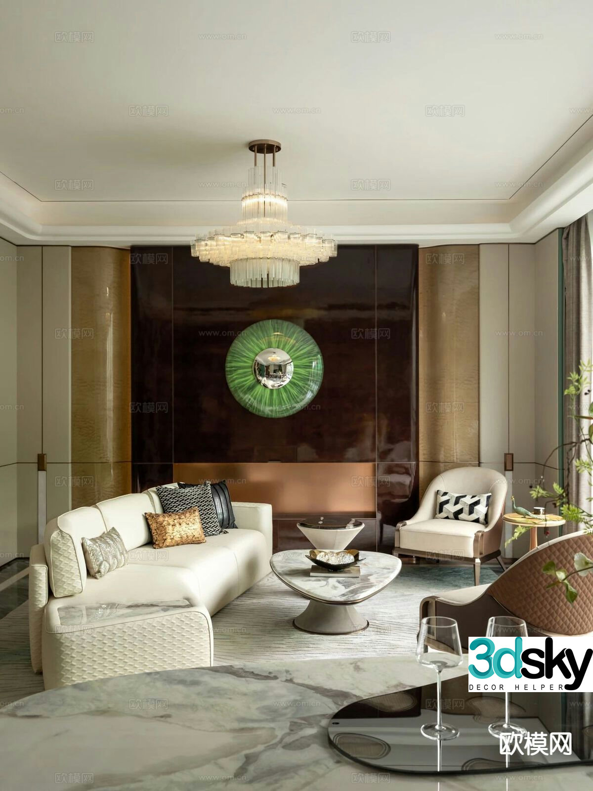 Light luxury living room 3D model