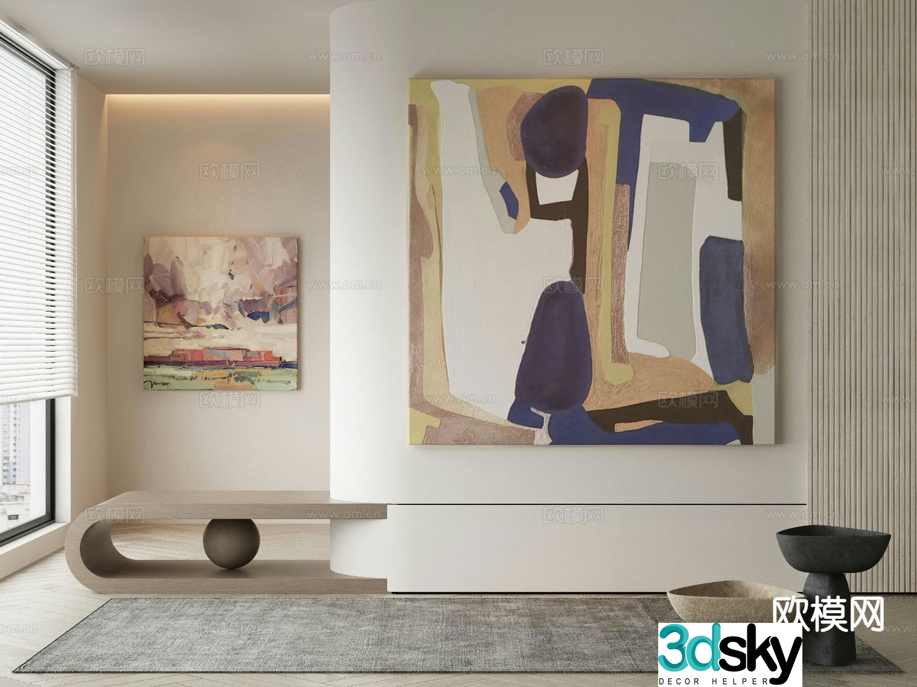 Modern art painting decorative painting 3d model