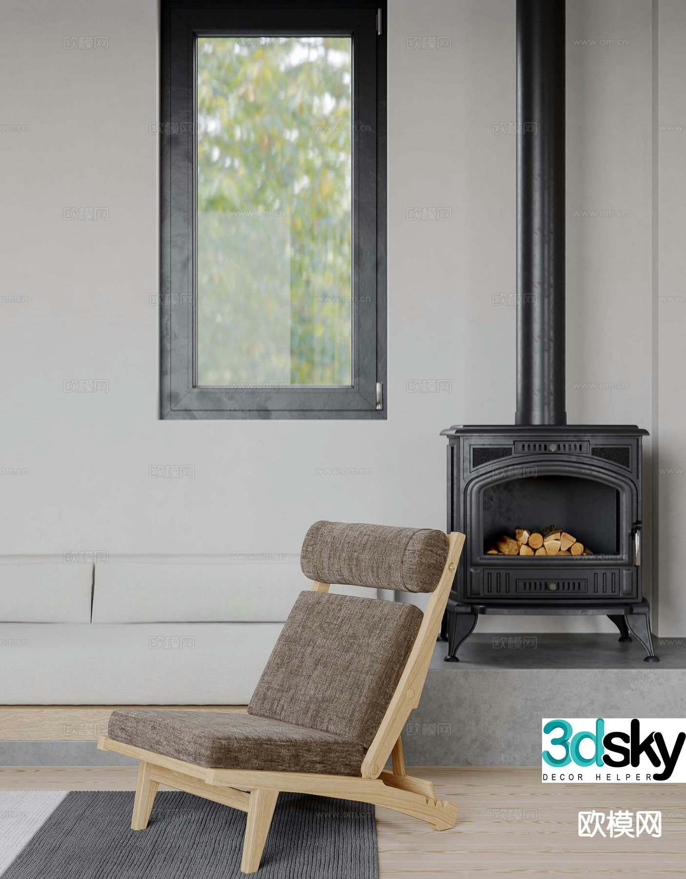 Modern single chair leisure chair 3d model