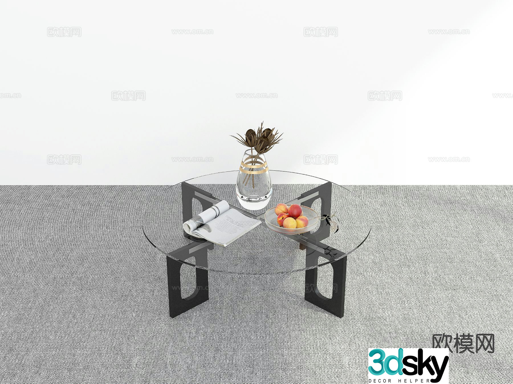 Modern glass coffee table 3d model