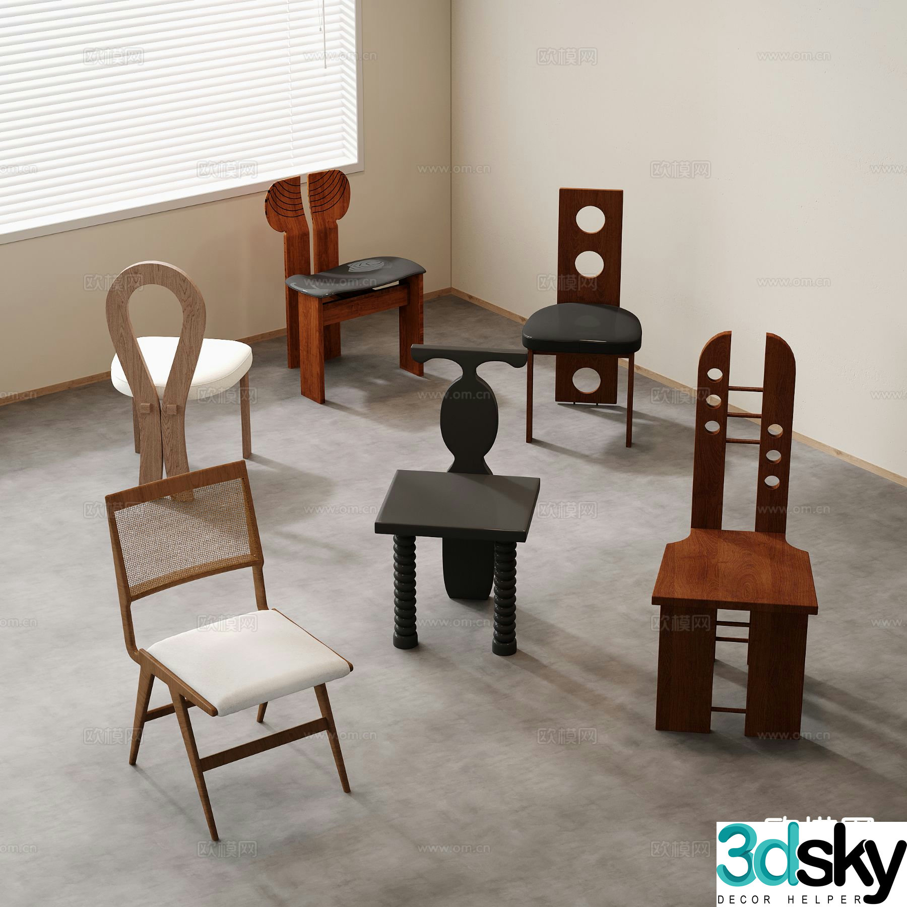 Medieval style chair dining chair rattan chair 3d model