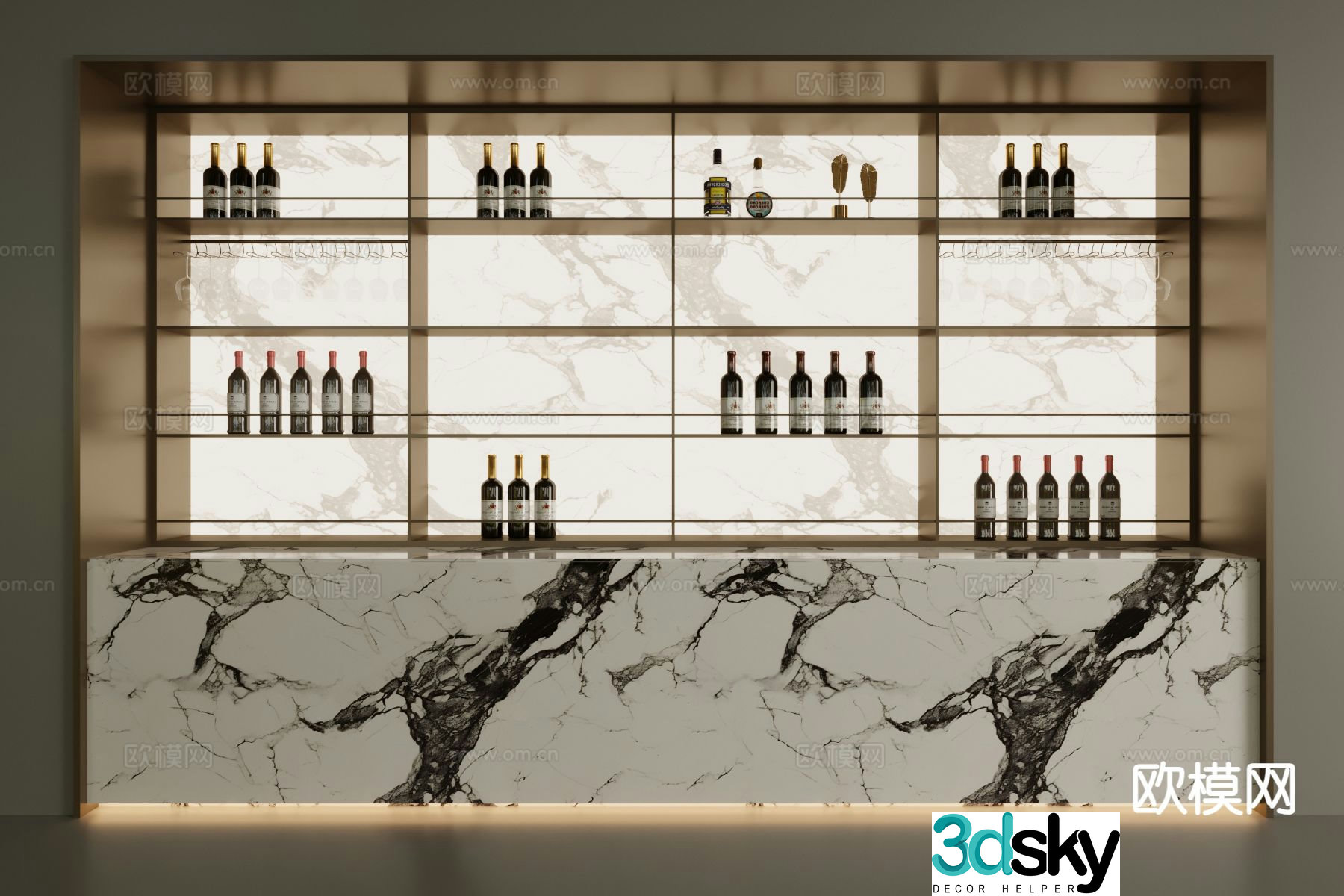 Modern wine cabinet wine rack 3d model