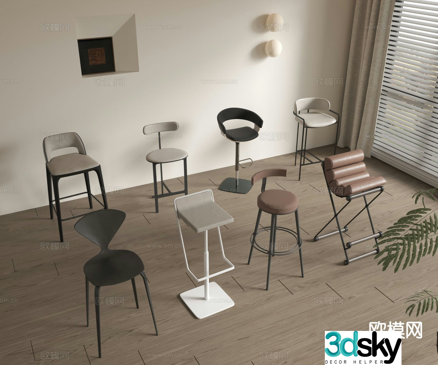 Modern bar stool bar stool high stool 3d model