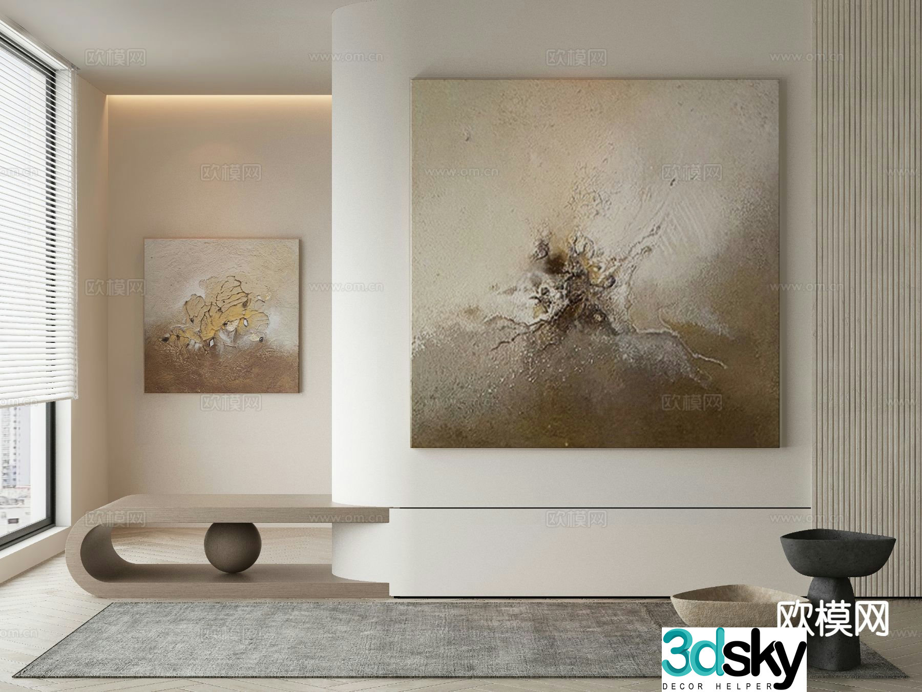 Modern texture painting decorative painting 3d model