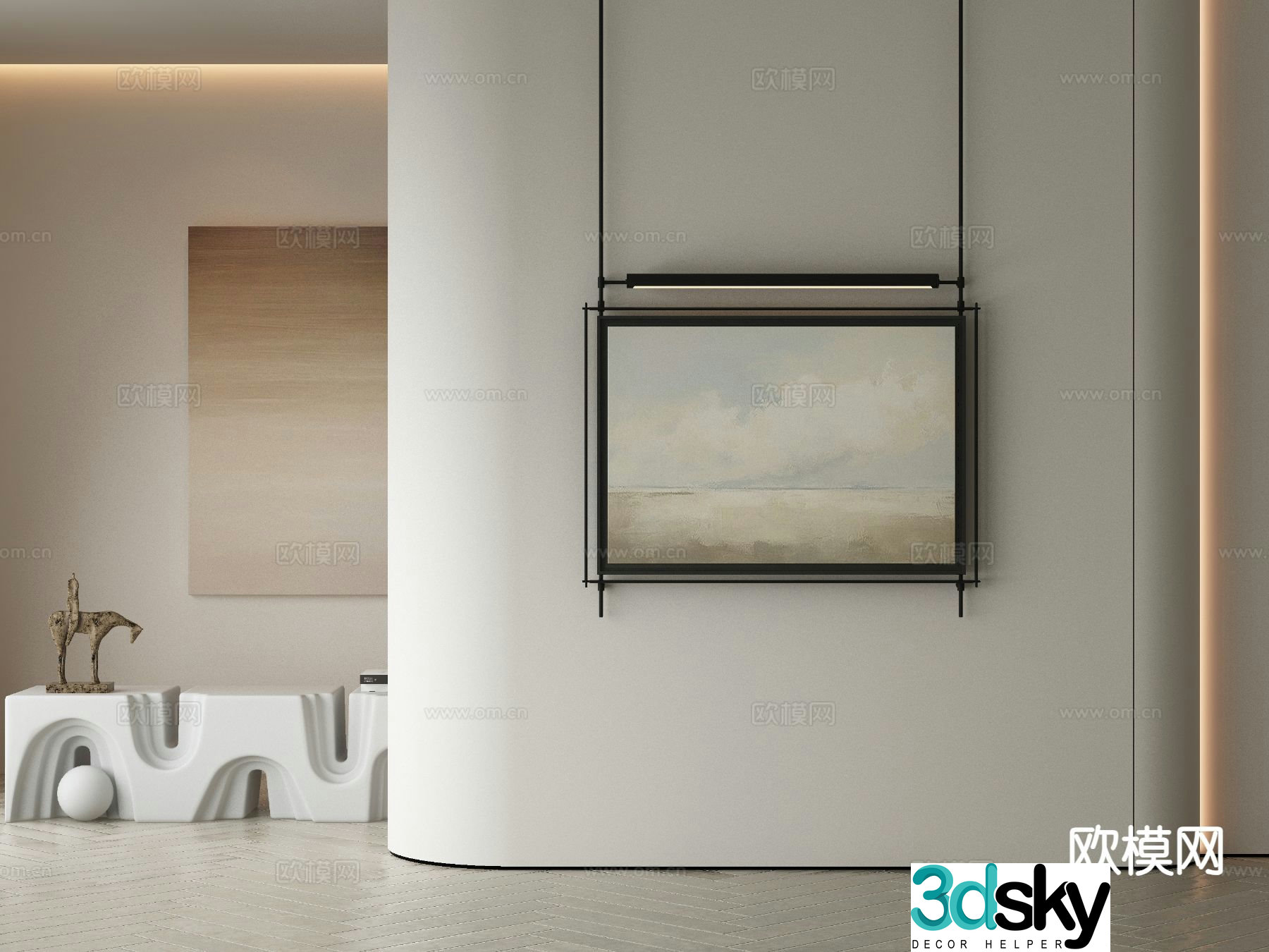 Modern decorative painting metal hanging painting 3d model