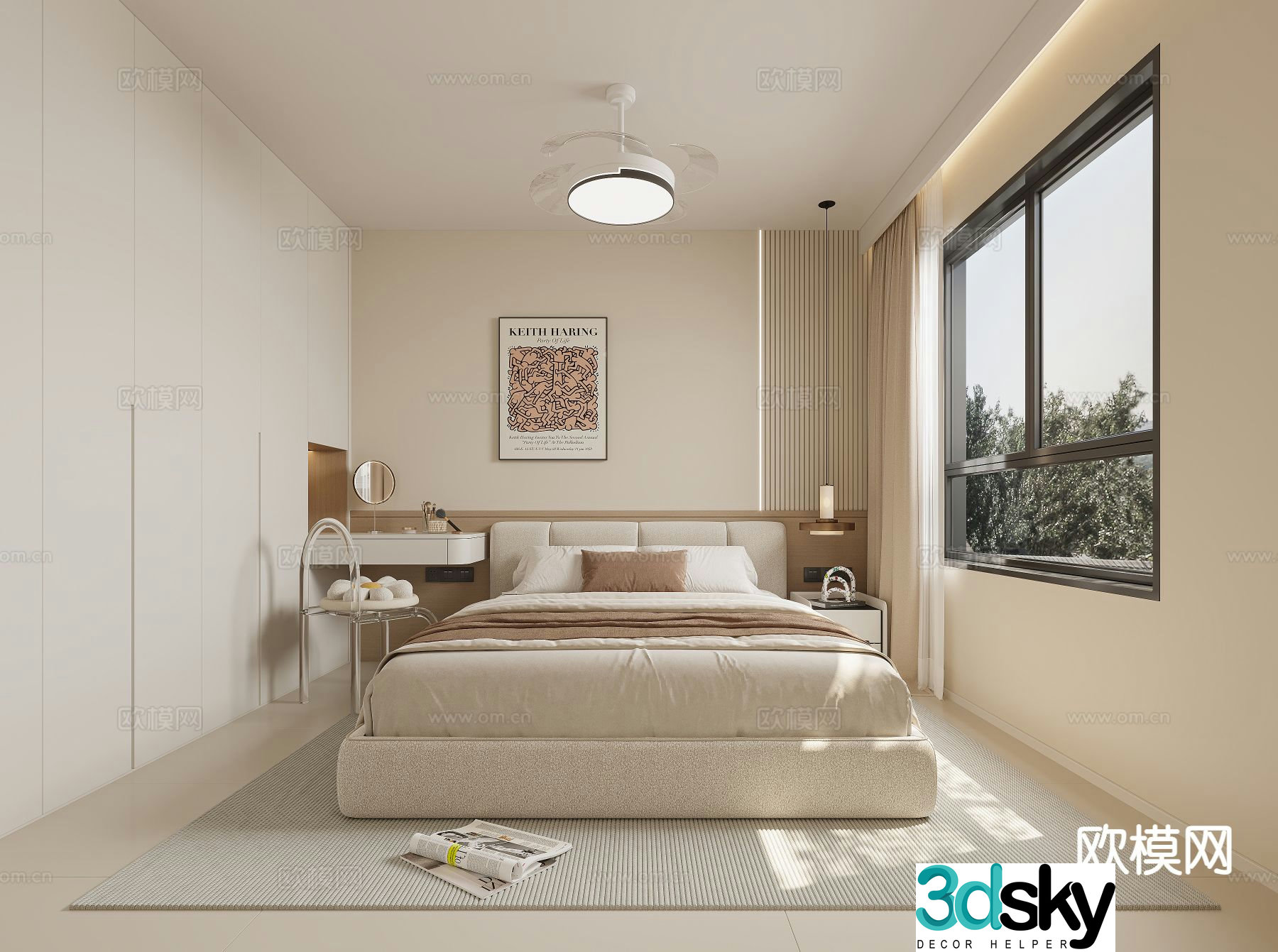 Cream style bedroom second bedroom 3D model
