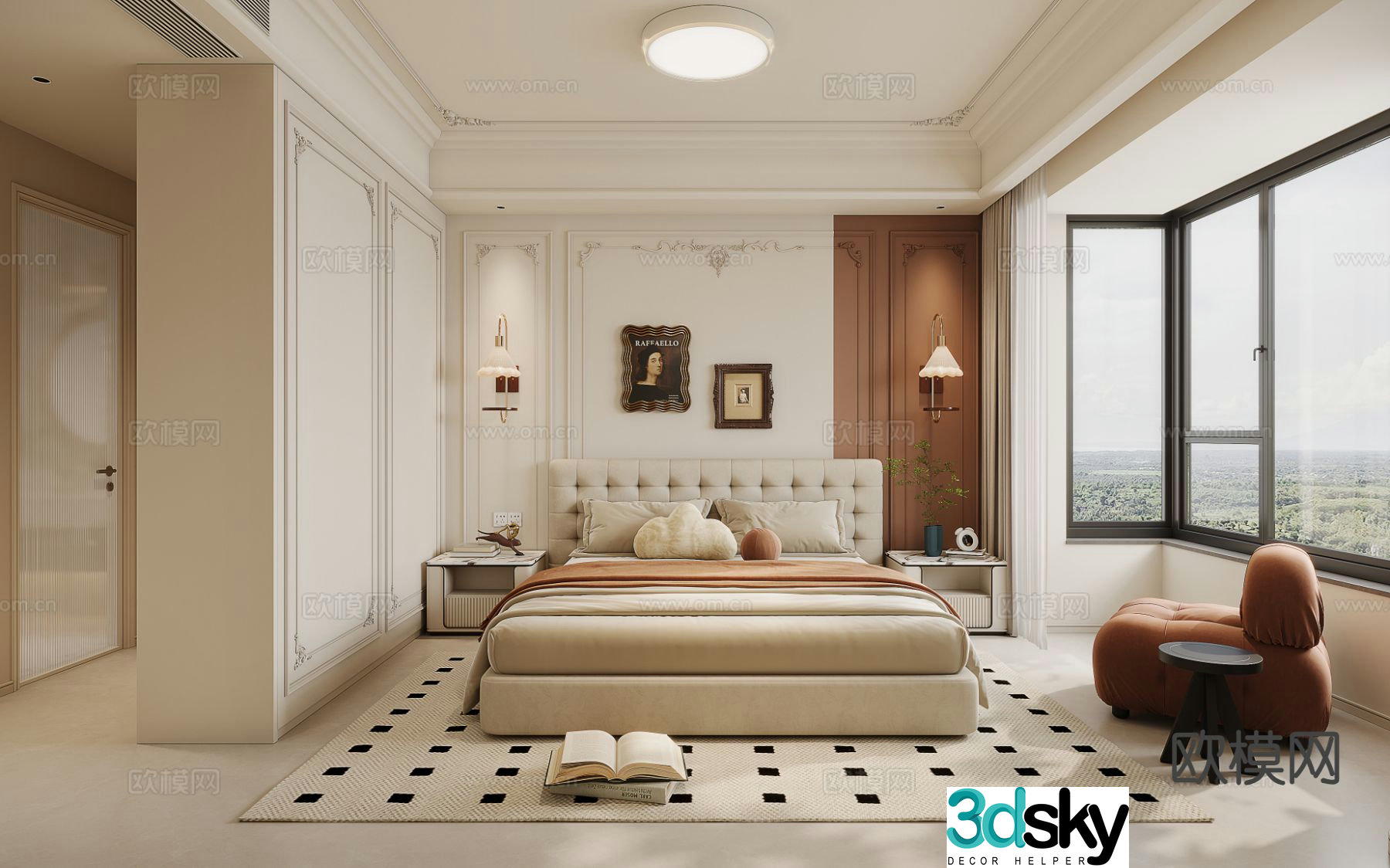 French retro bedroom master bedroom 3d model