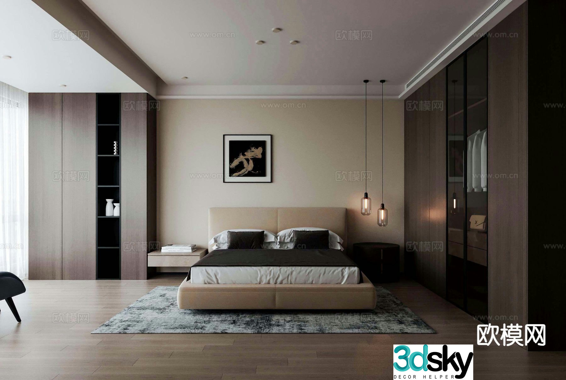 Modern bedroom master bedroom 3d model