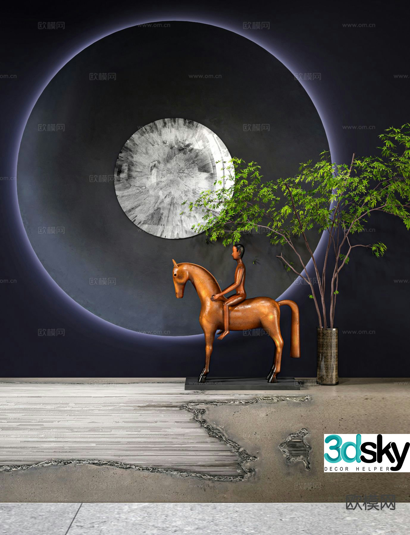 New Chinese style horse sculpture ornaments 3D model