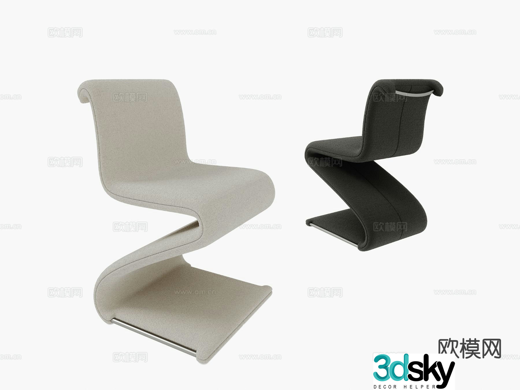 Modern single chair dining chair 3d model