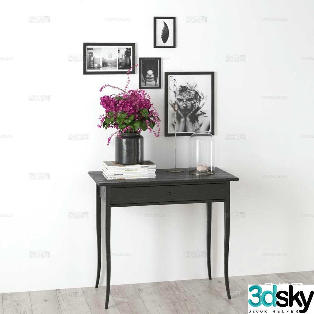 Modern plant hanging painting table entrance desk 3D model