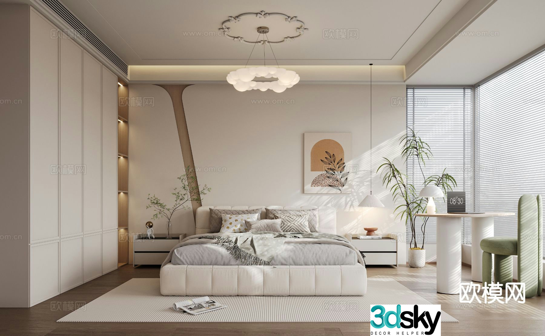 Cream style bedroom master bedroom 3d model
