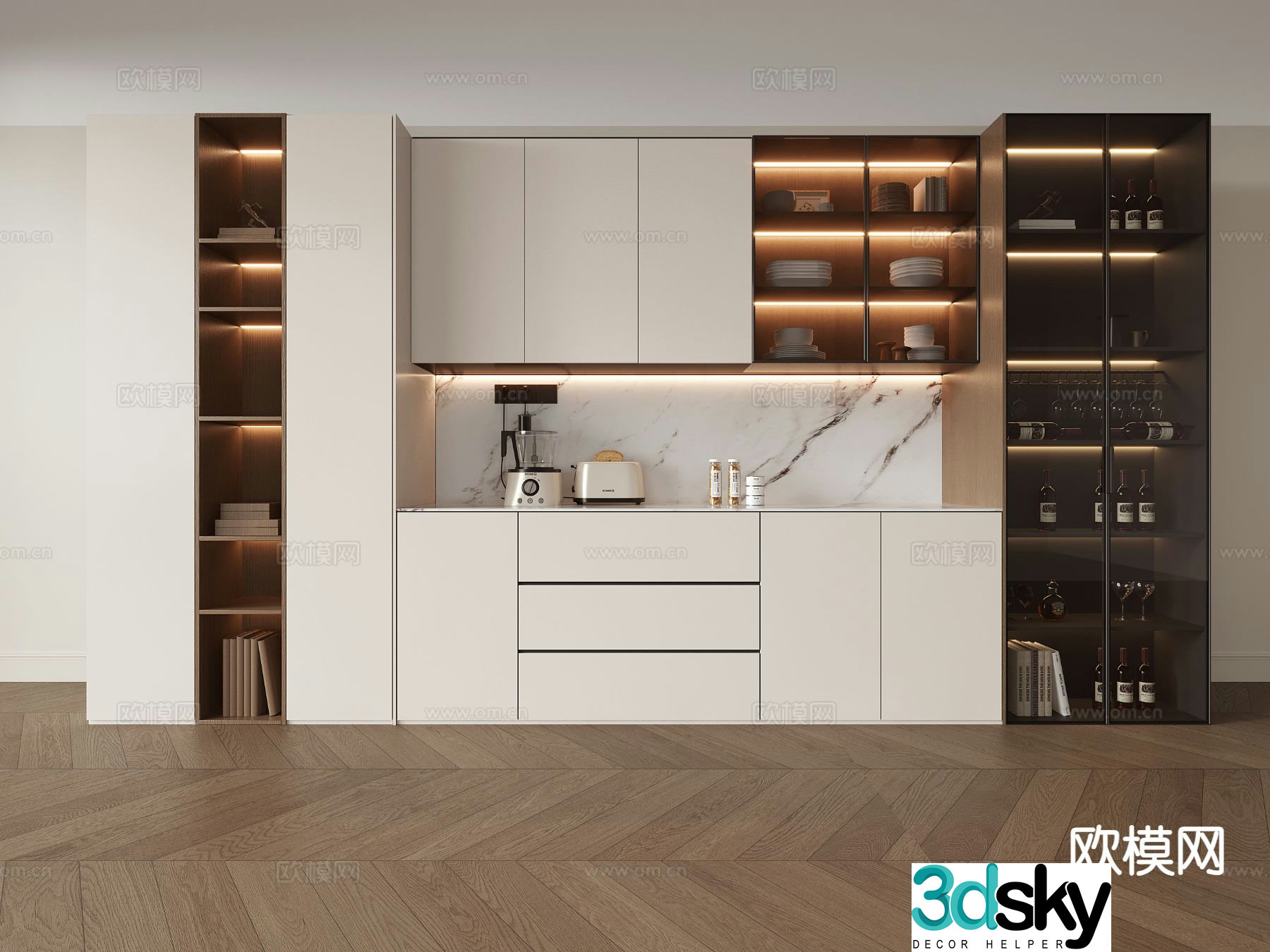 Modern wine cabinet sideboard 3d model