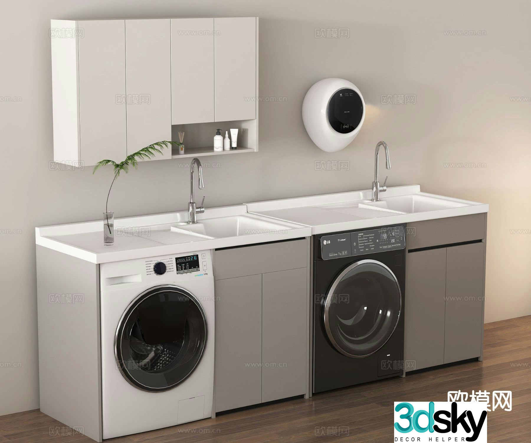 Washing machine cabinet balcony cabinet 3d model