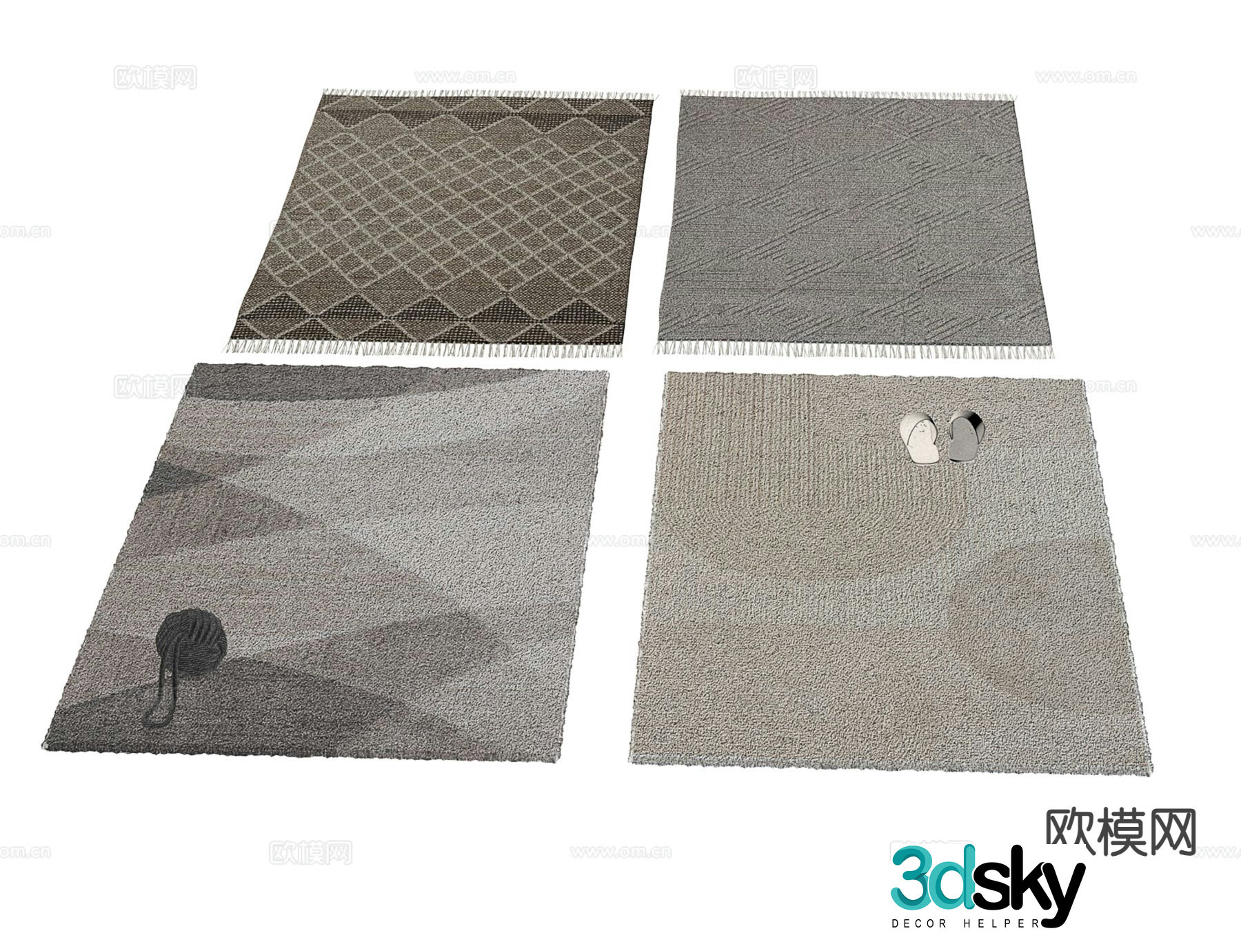 Plain carpet square carpet 3d model
