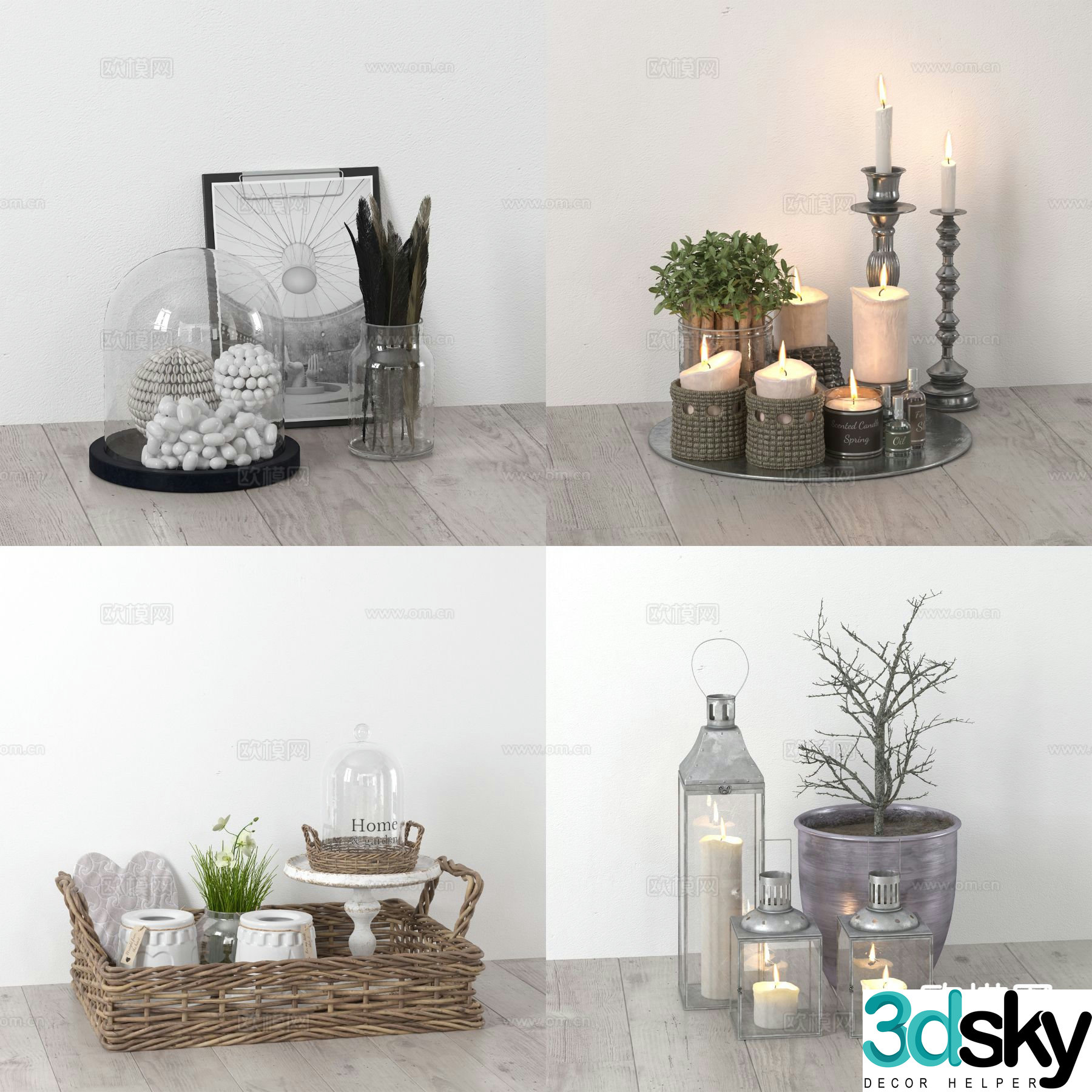 Nordic decorations furnishings candlestick lamp 3d model