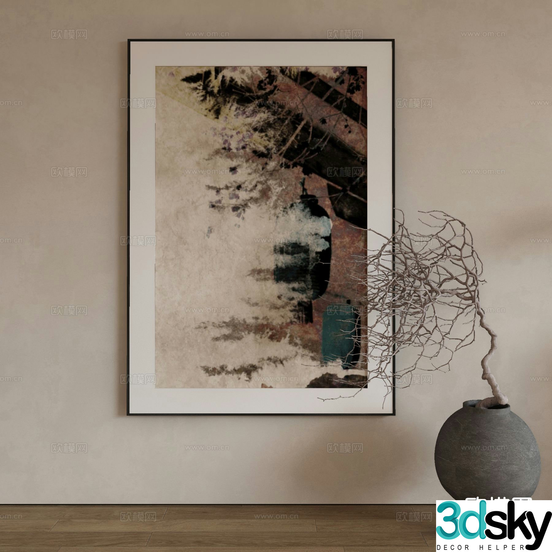 Modern art painting decorative painting 3d model