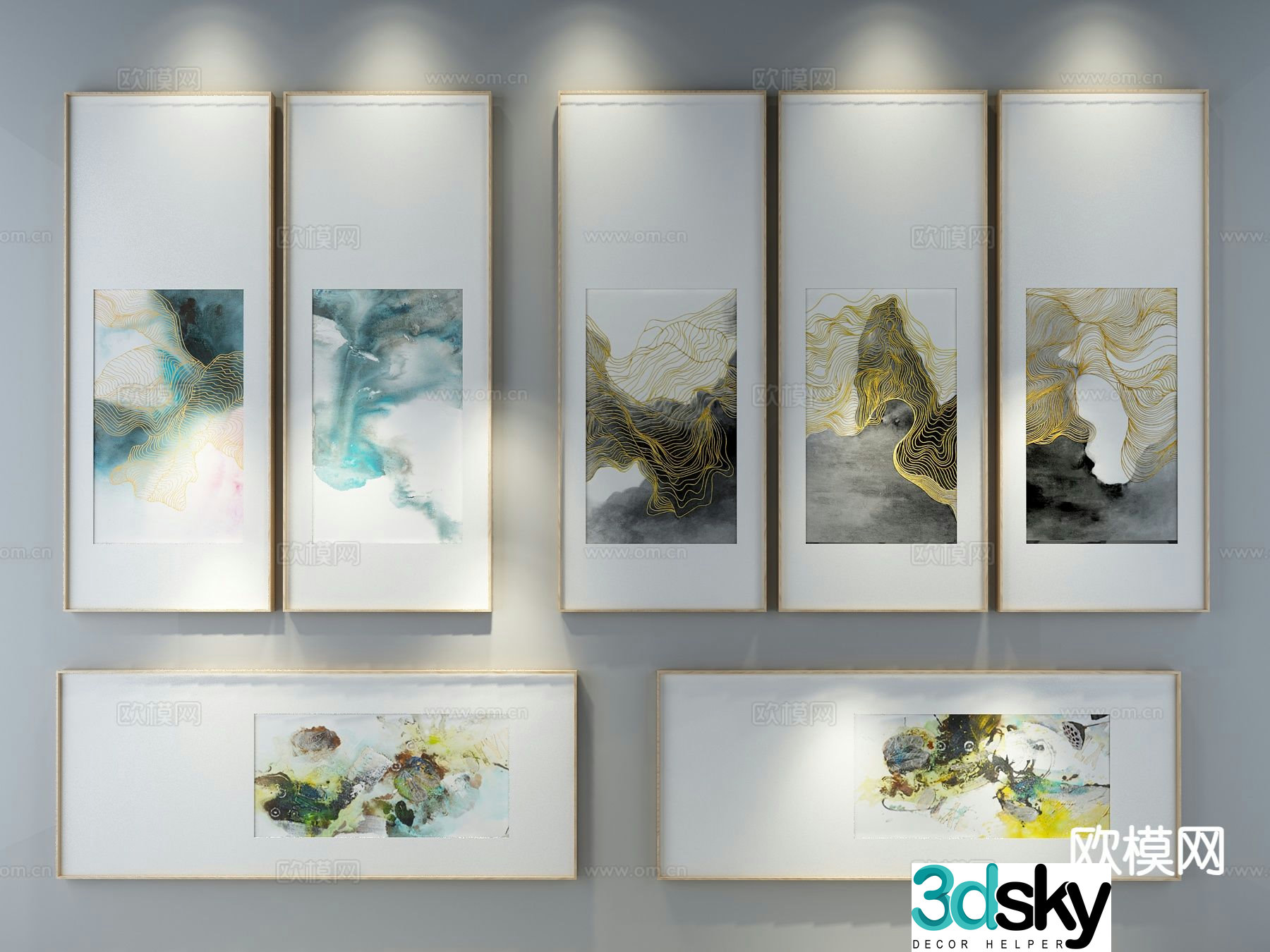 New Chinese style decorative painting Zen hanging painting 3D model