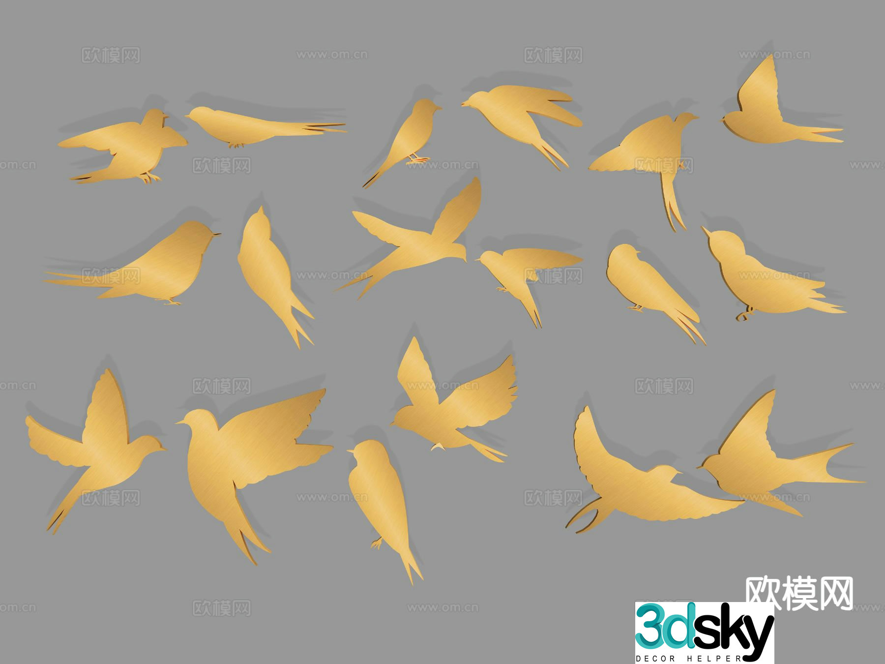 Swallow silhouette flying bird wall decoration 3d model