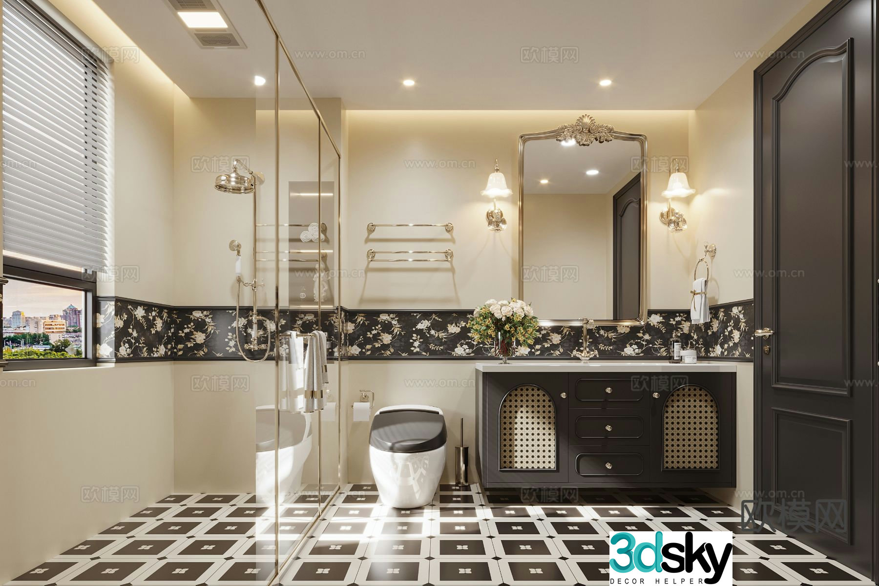 French retro bathroom 3d model