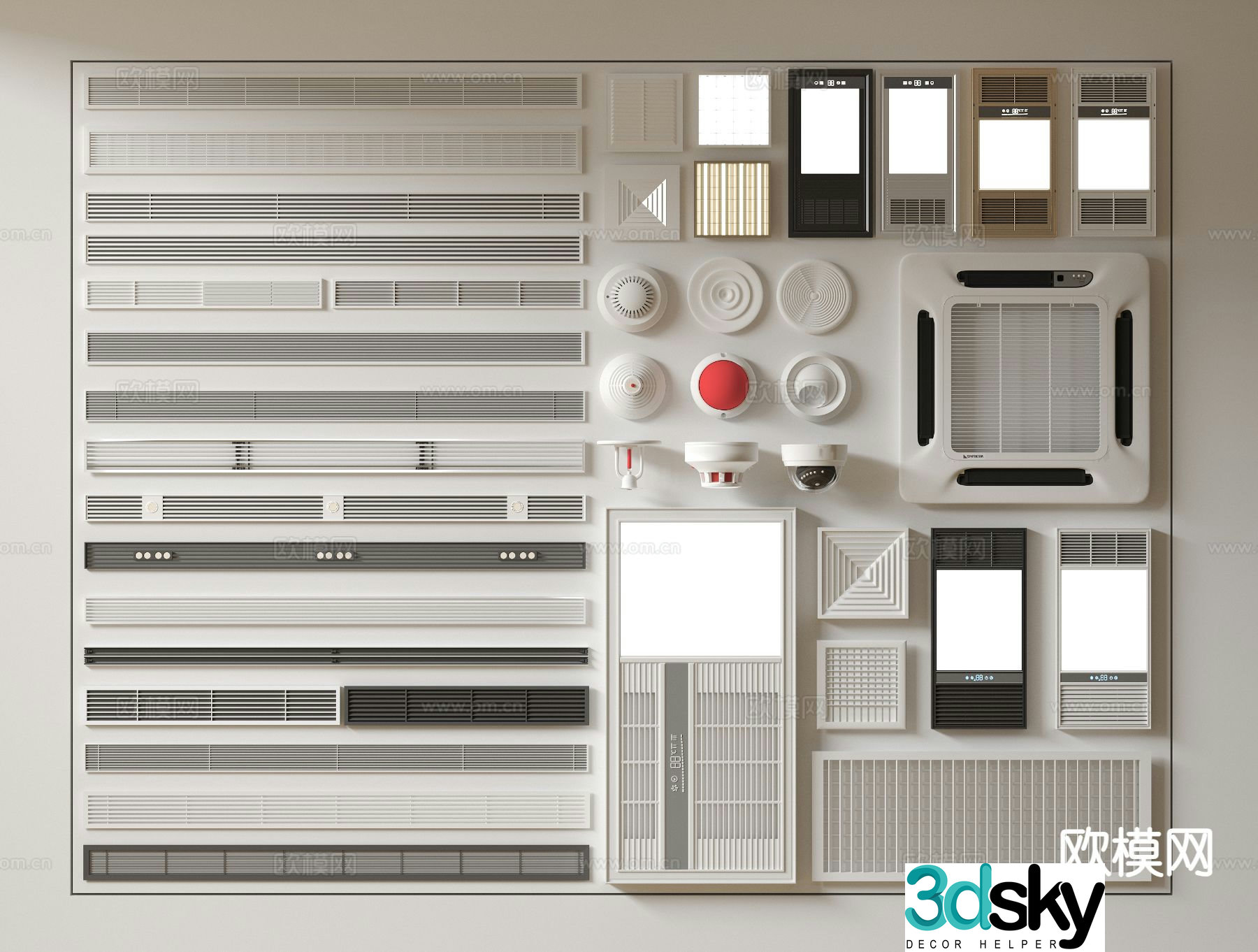 Central air conditioning air outlet, claw-shaped air outlet, extremely narrow air outlet, new air outlet 3D model