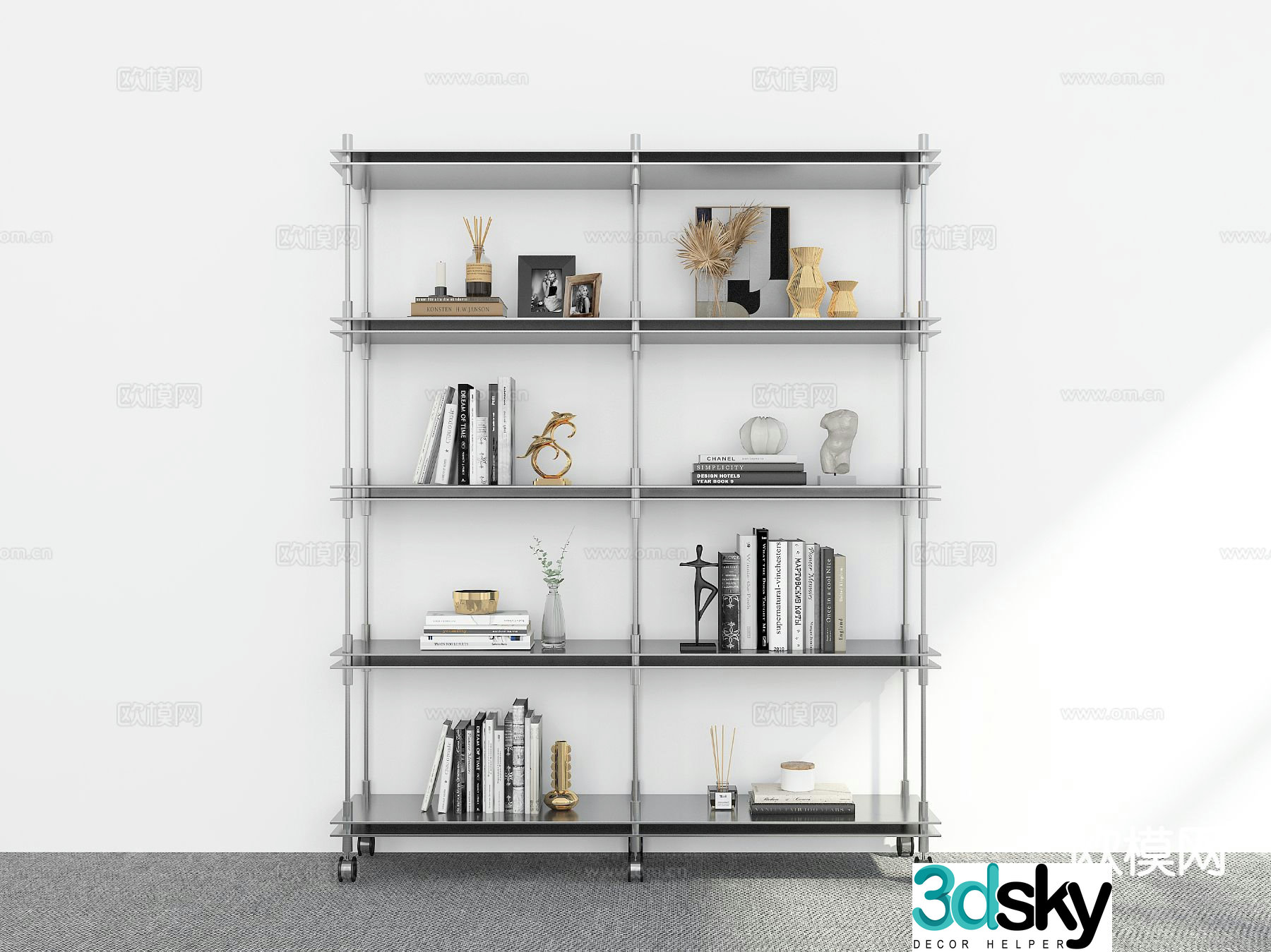 Modern bookcase bookshelf 3d model