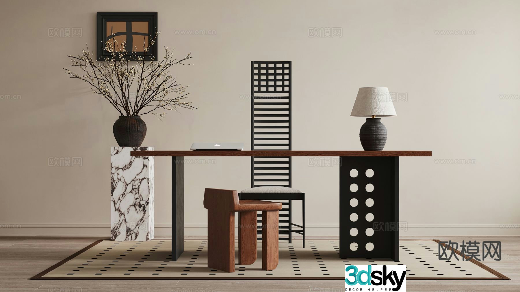 Medieval style desk 3d model
